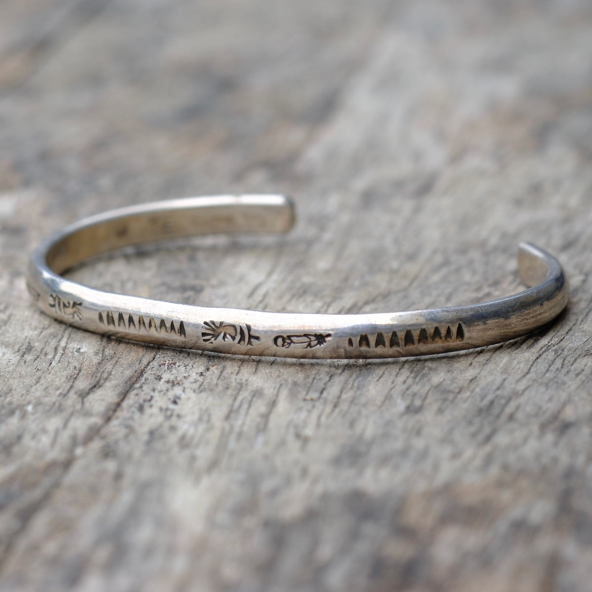 Vintage Sterling Silver Stamped Cuff Bracelet