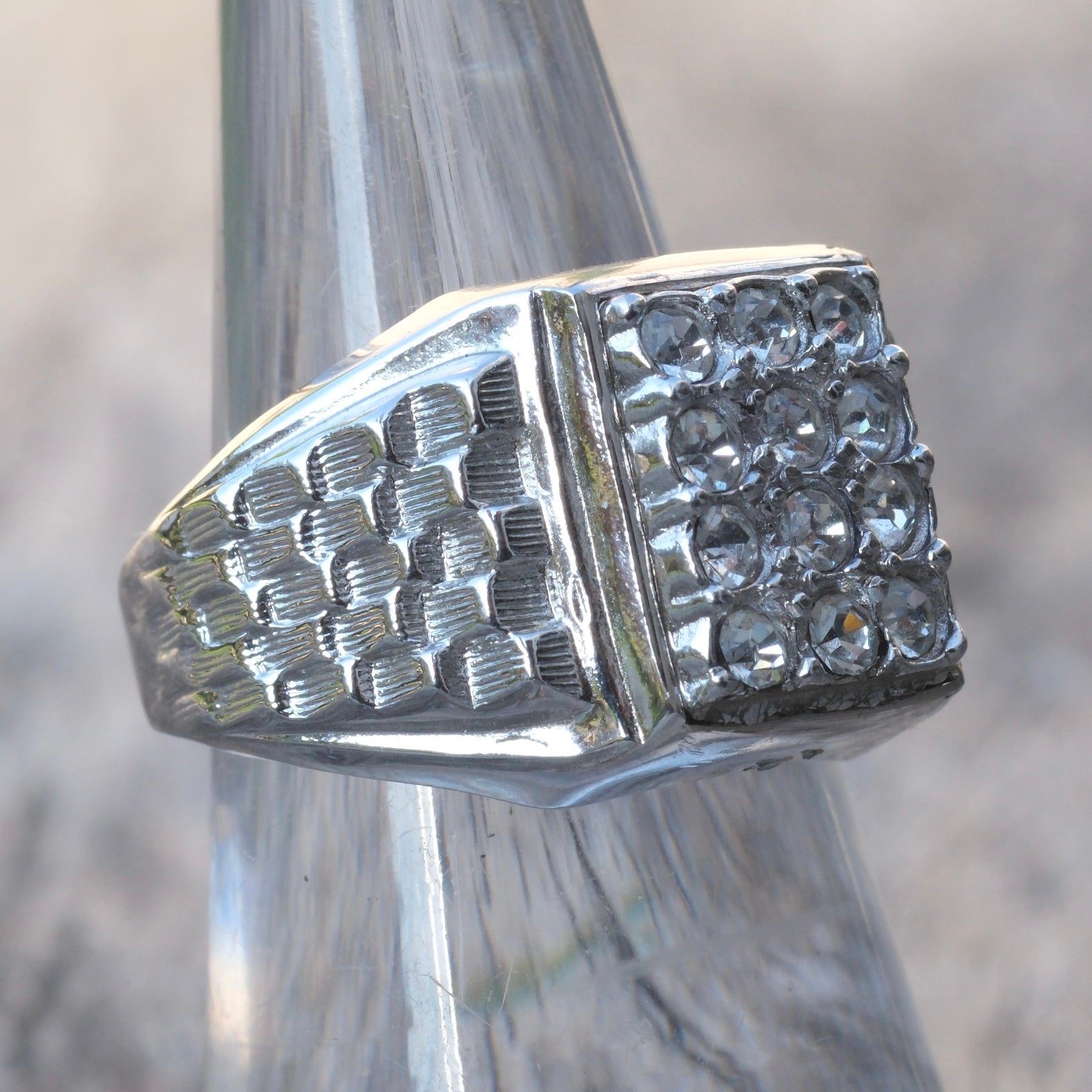 Vintage Sterling CZ Signet Ring 6