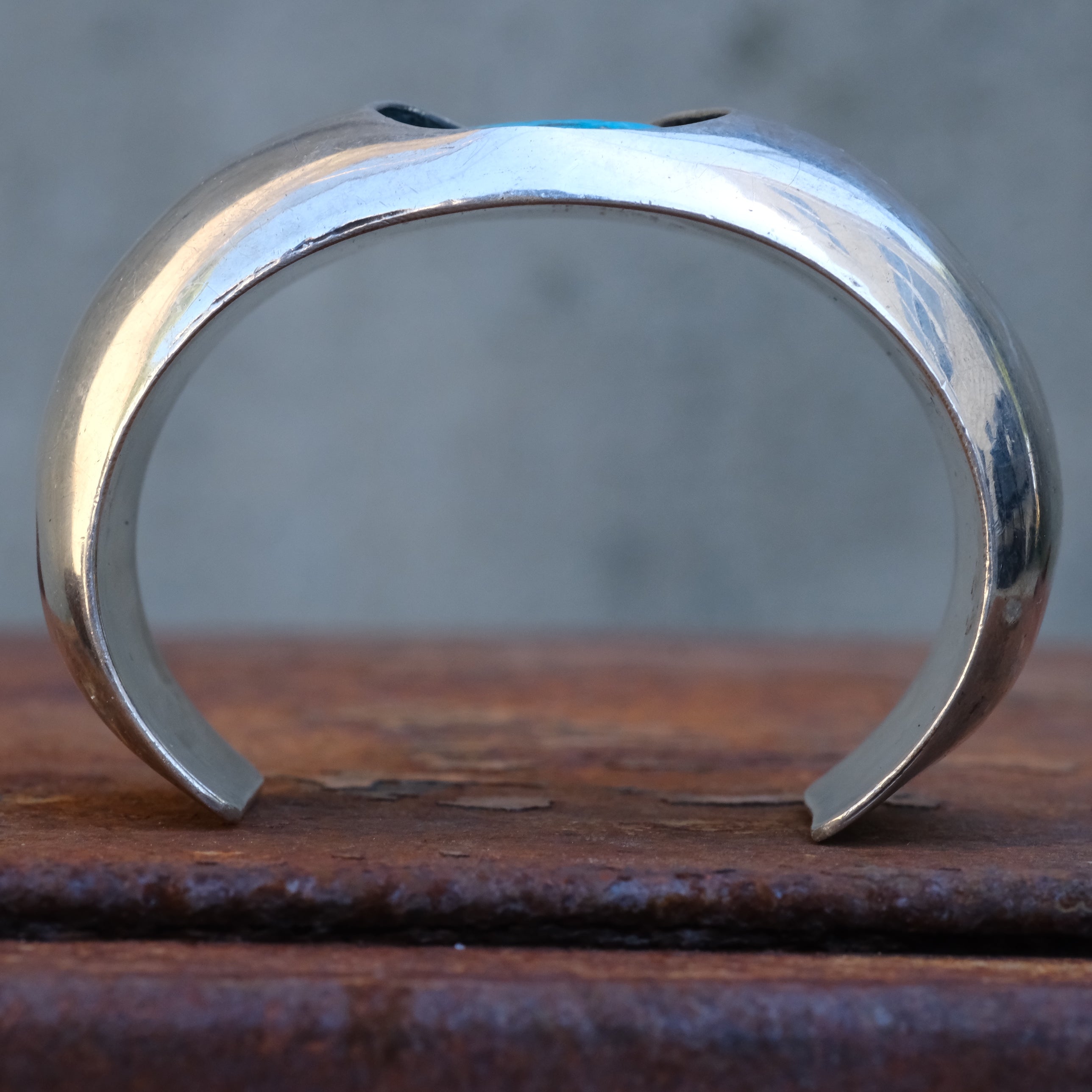 Vintage Sterling Turquoise Shadowbox Cuff Bracelet