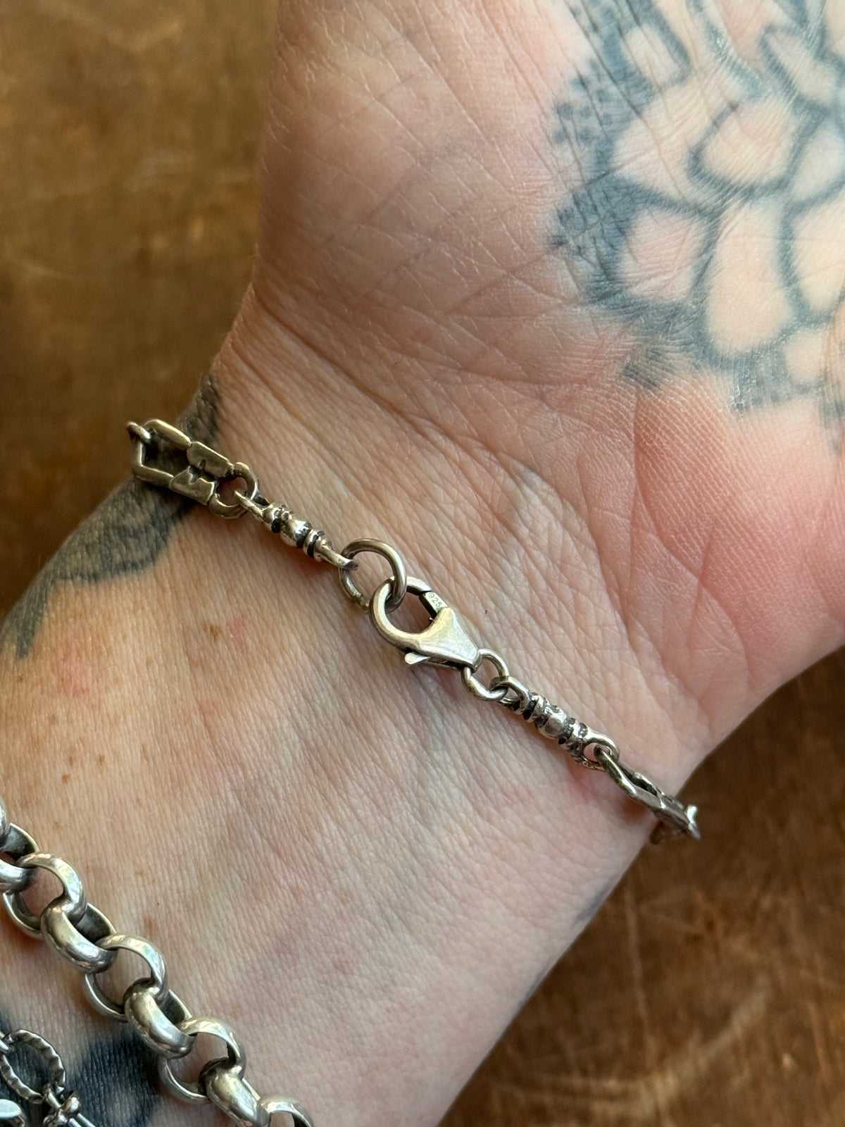 Vintage Sterling Silver 7” Cross Link Chain Bracelet