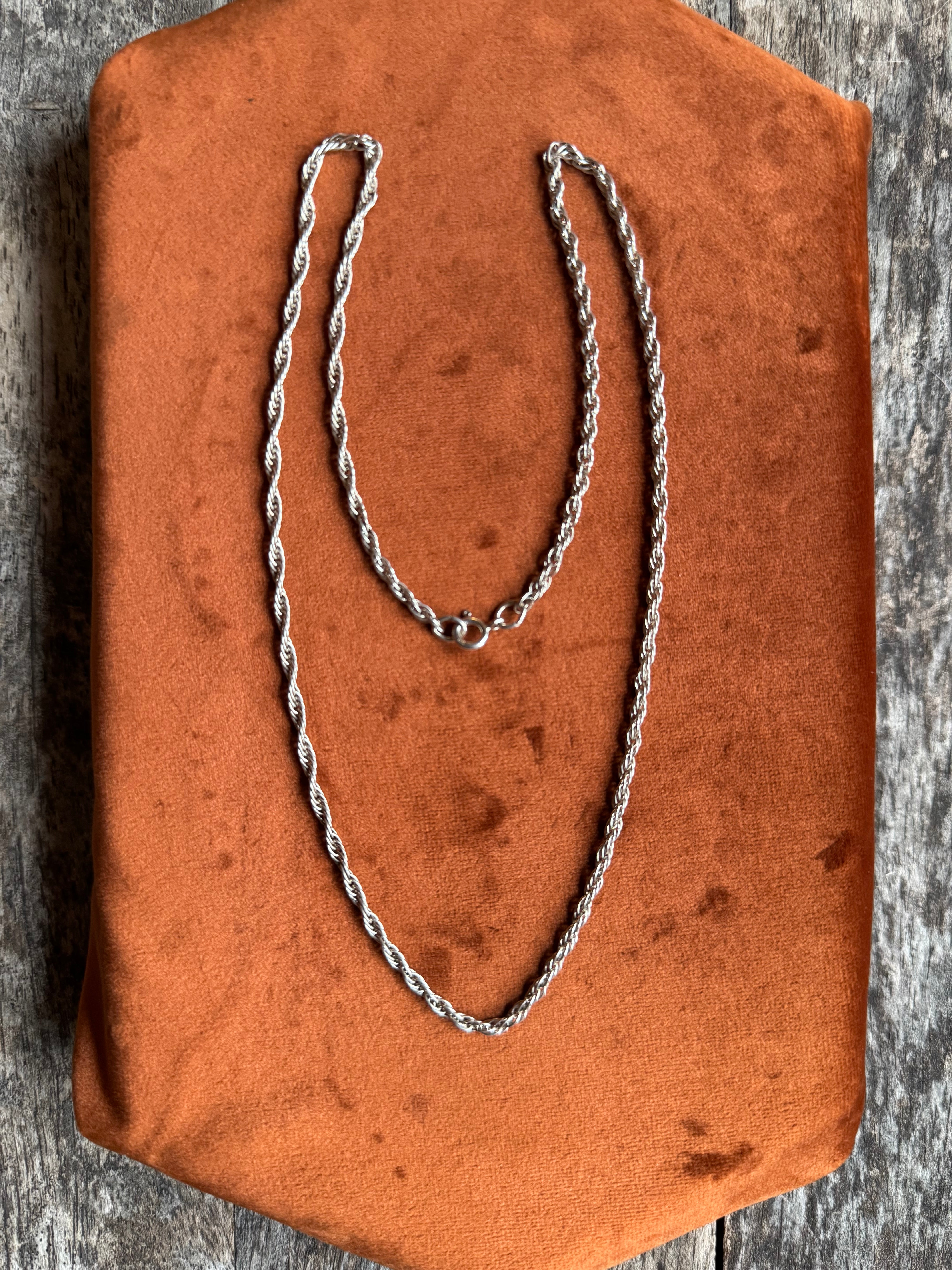 Vintage Sterling Silver 20” Rope Chain