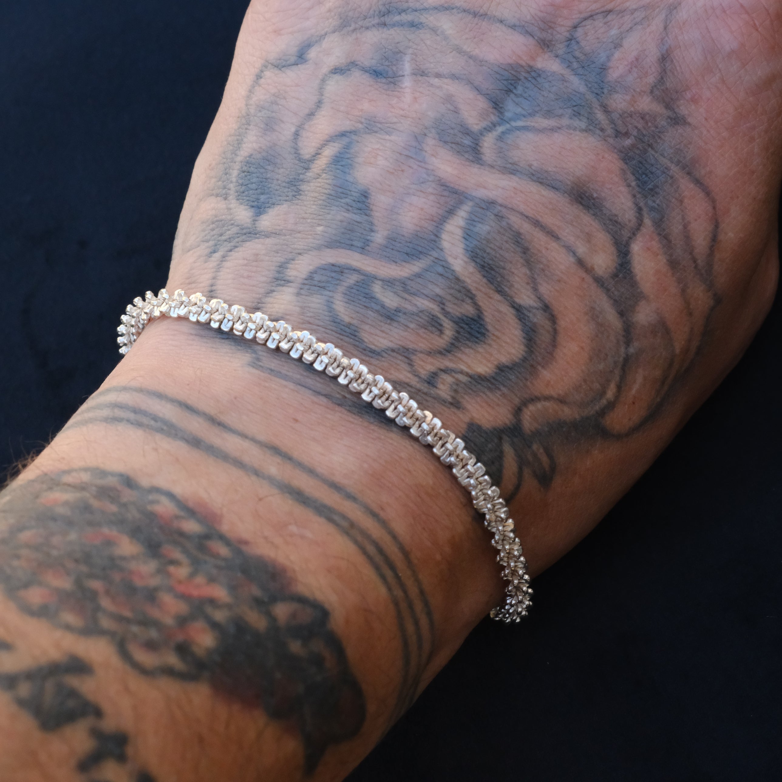 Vintage Sterling Diamond Cut Sparkle Chain Bracelet