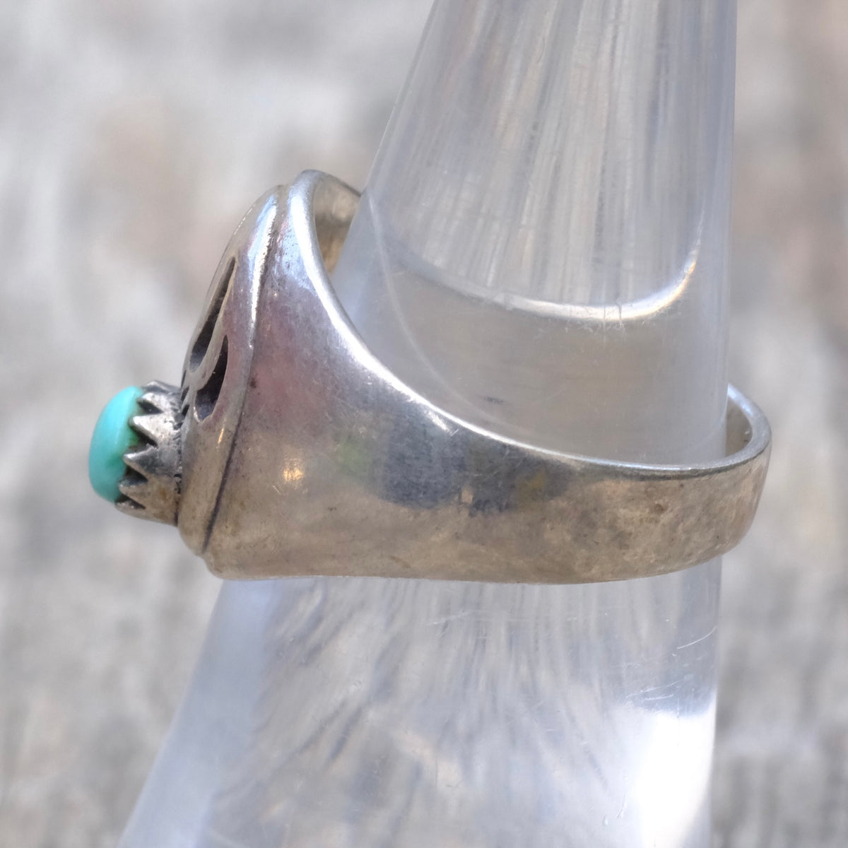 Vintage Sterling Turquoise Bear Paw Ring 6.5