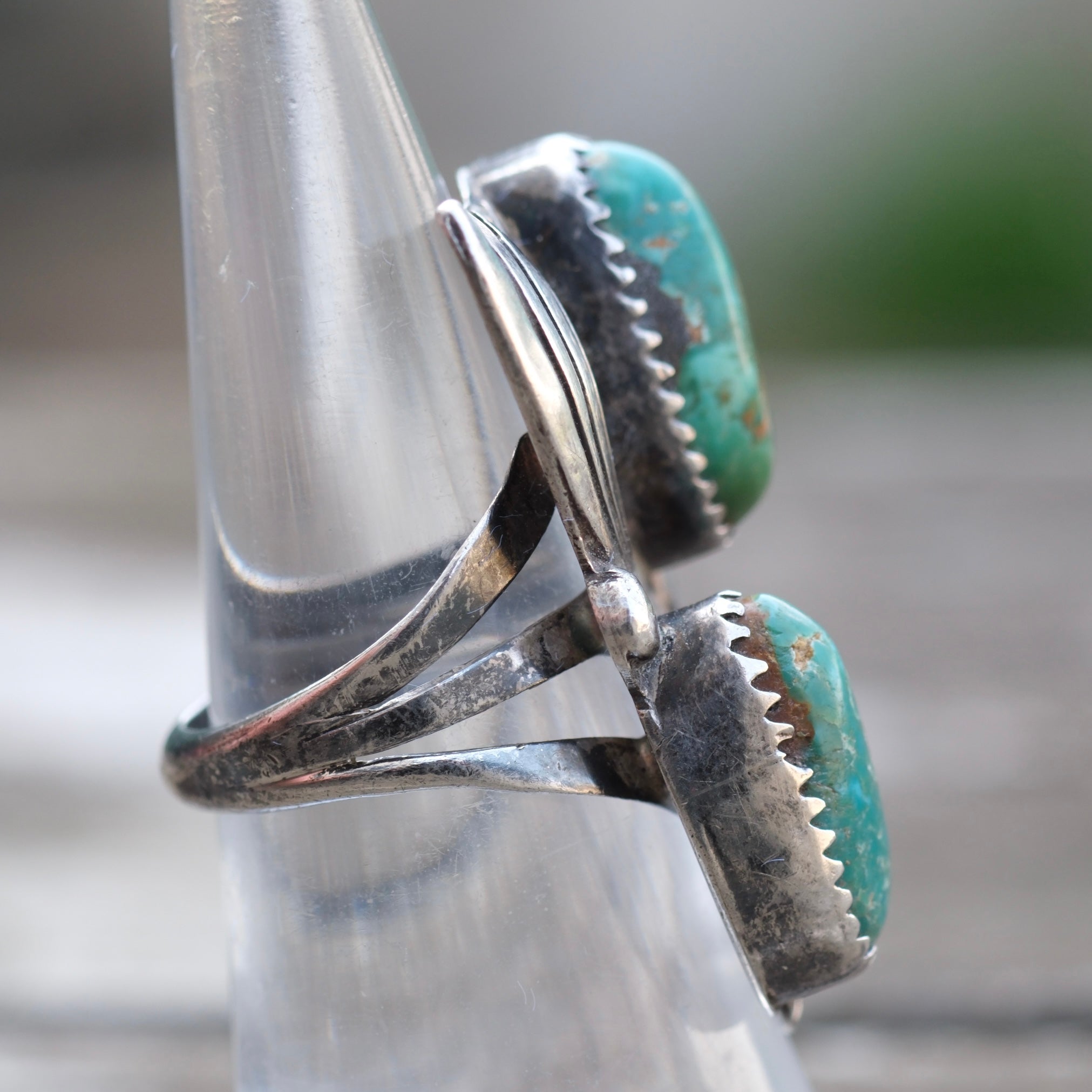 Vintage Sterling 2-Stone Turquoise Ring 6