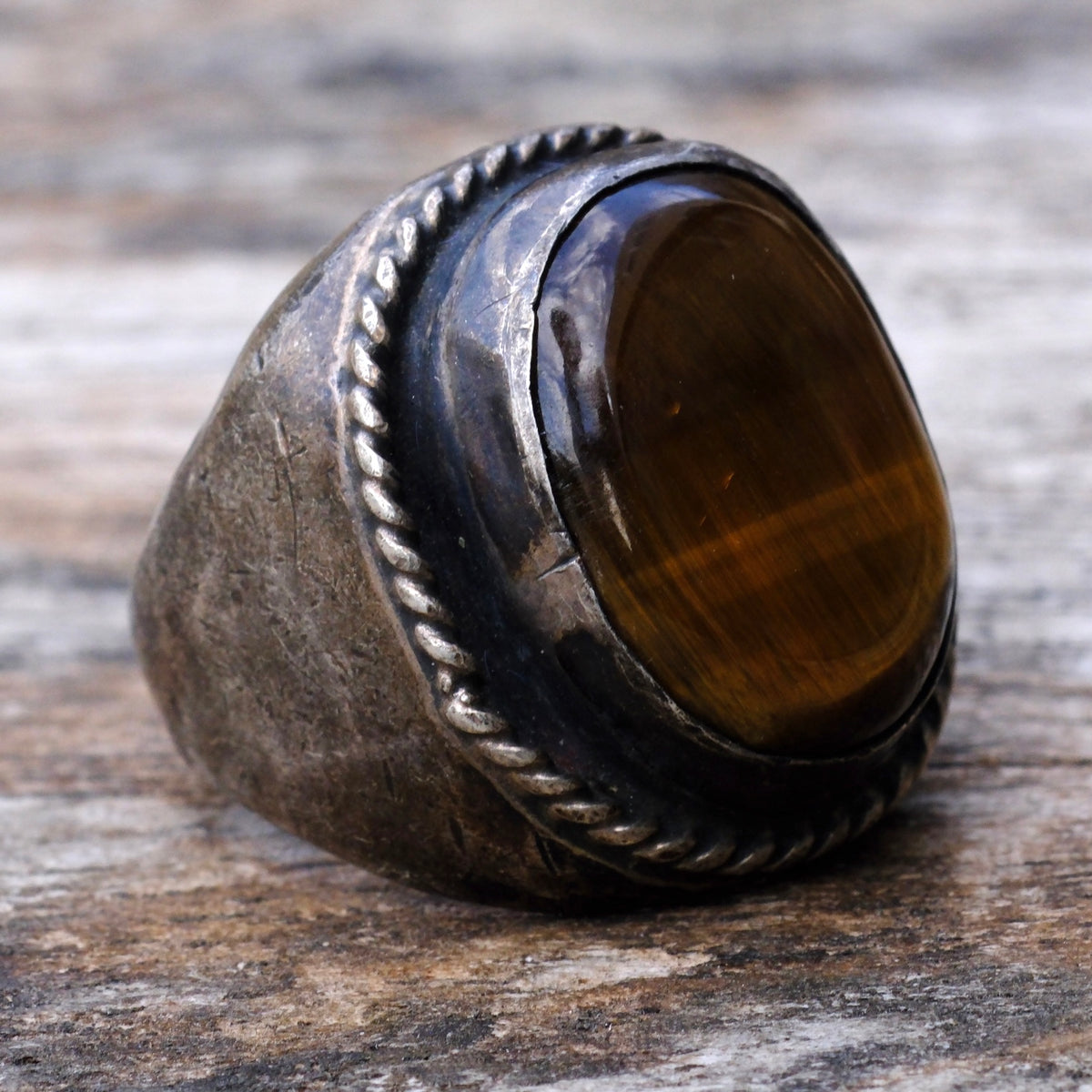 Vintage Sterling Tigers Eye Ring 7.75