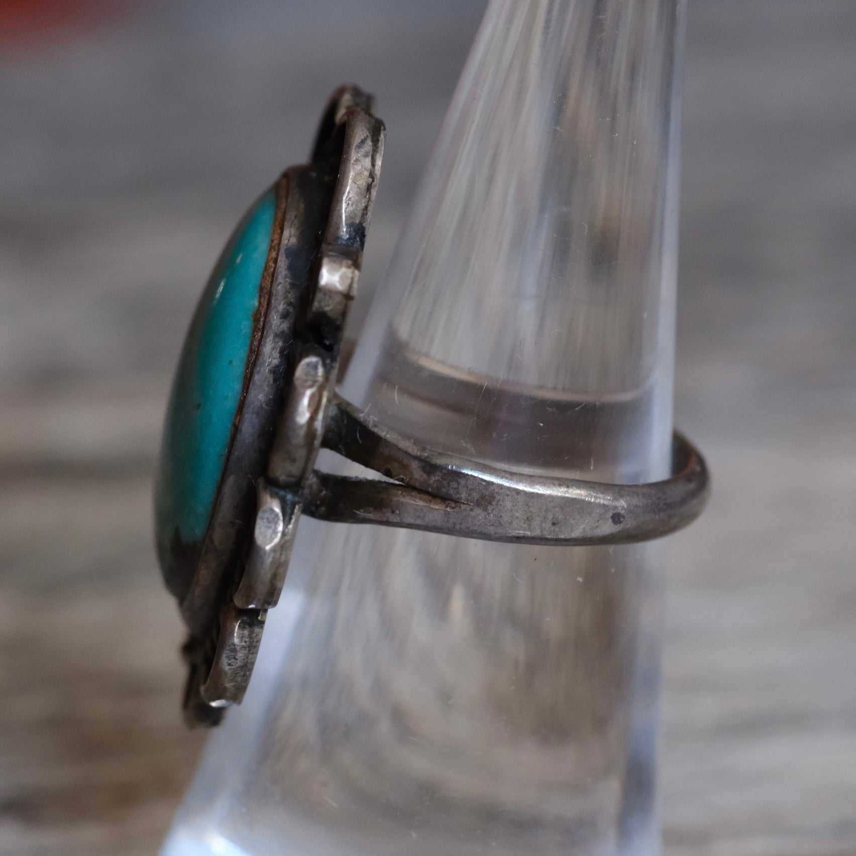 Vintage Sterling Turquoise Roper Ring 6.25