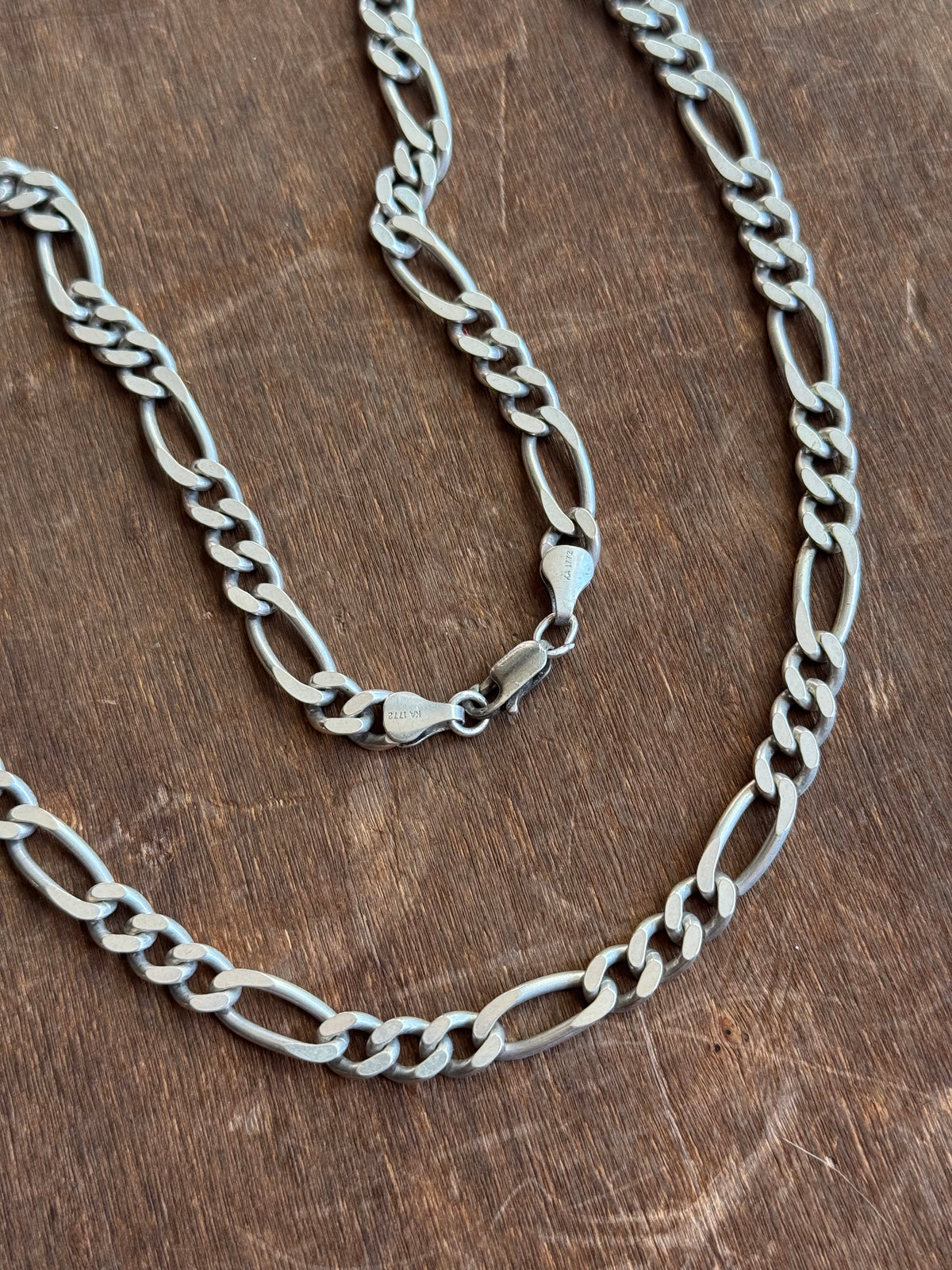 Vintage Sterling Silver 22” Figaro Chain