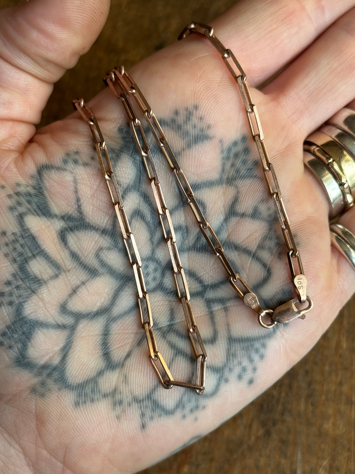 Vintage Sterling Silver 18” Rose Gold Tone Paperclip Chain