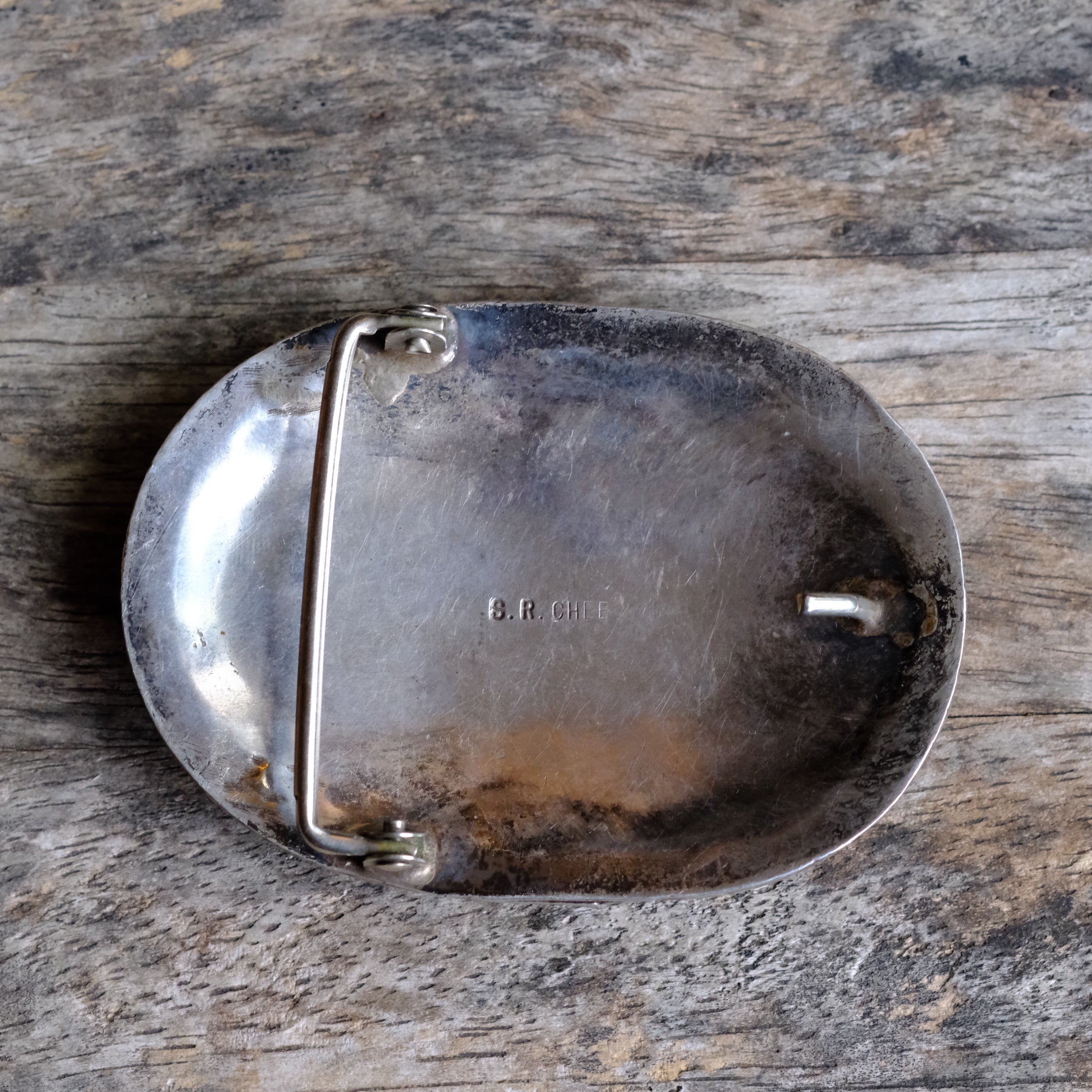 Vintage Sterling Turquoise and Coral Belt Buckle