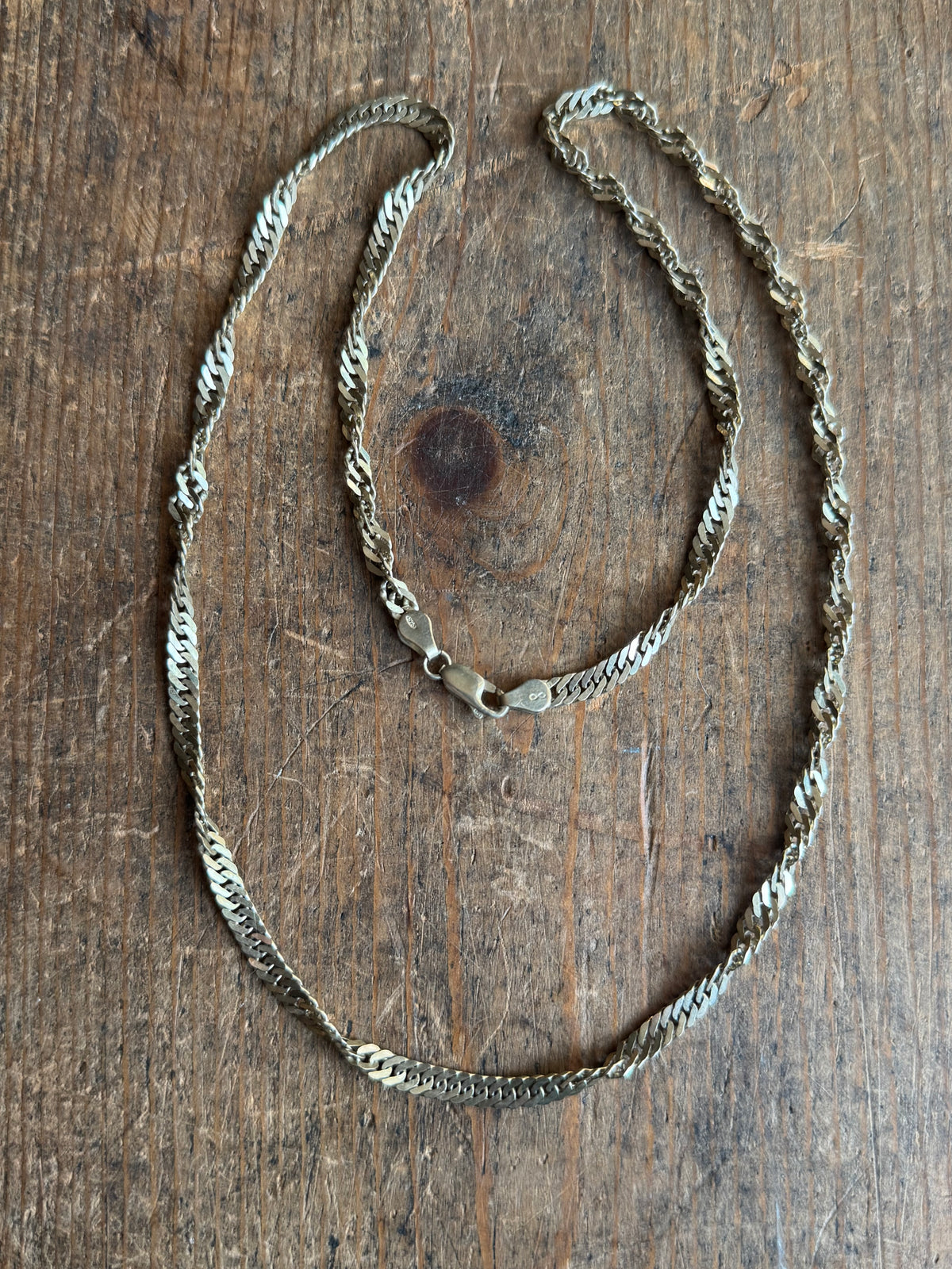 Vintage Sterling Silver 24” Gold Tone Rope Chain