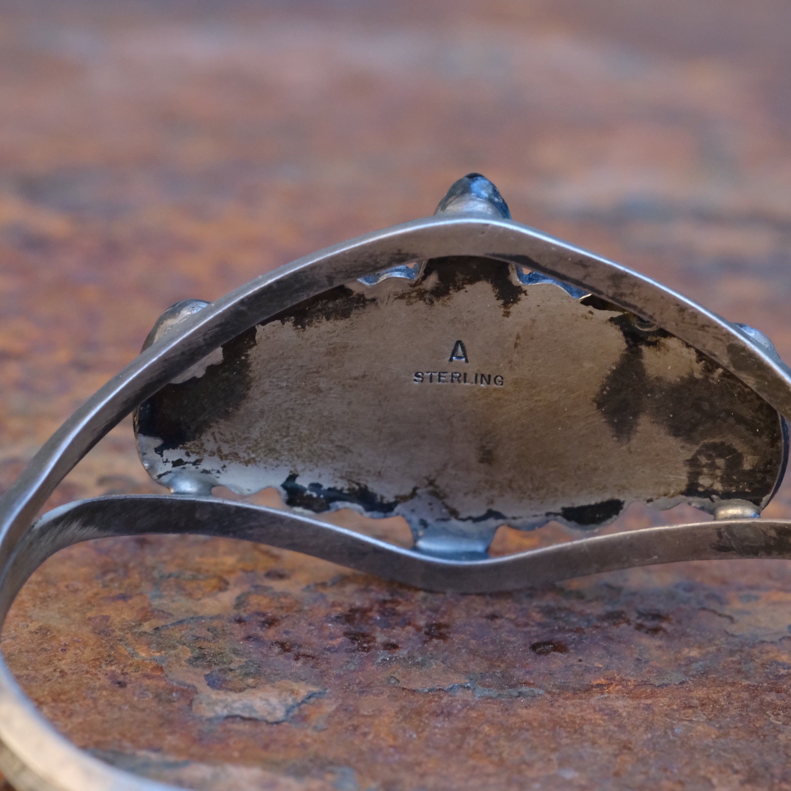 Vintage Sterling 5-Stone Onyx Cuff