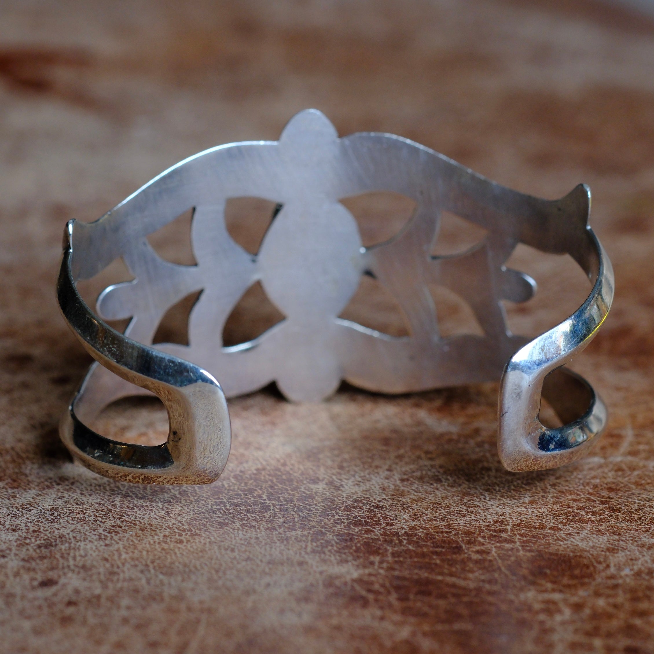 Vintage Sterling Turquoise Sandcast Cuff Bracelet
