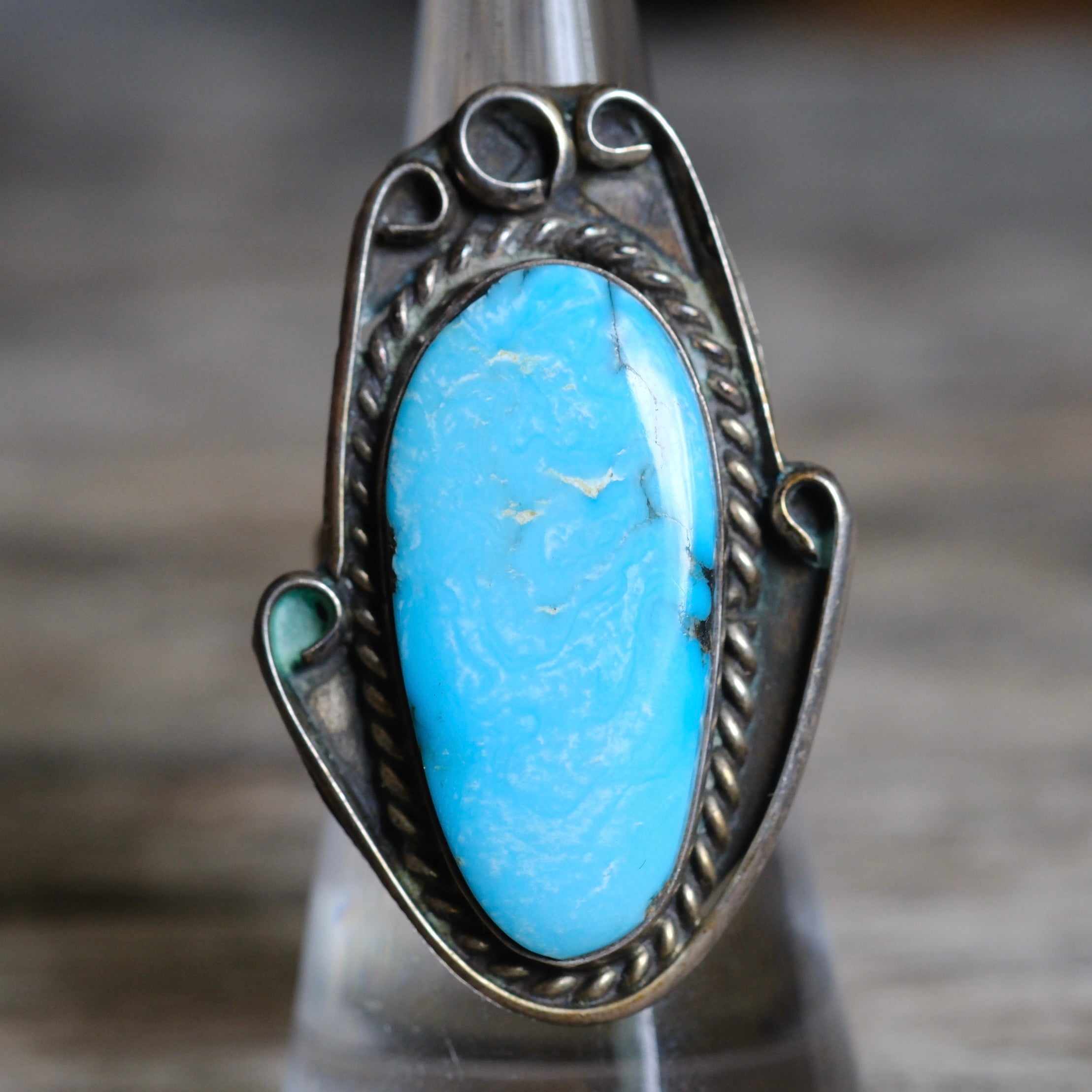 Vintage Sterling Turquoise Ring 6.5