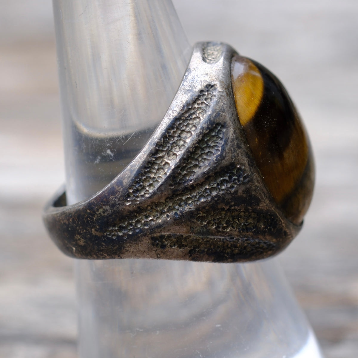 Vintage Sterling Tigers Eye Ring 7.75