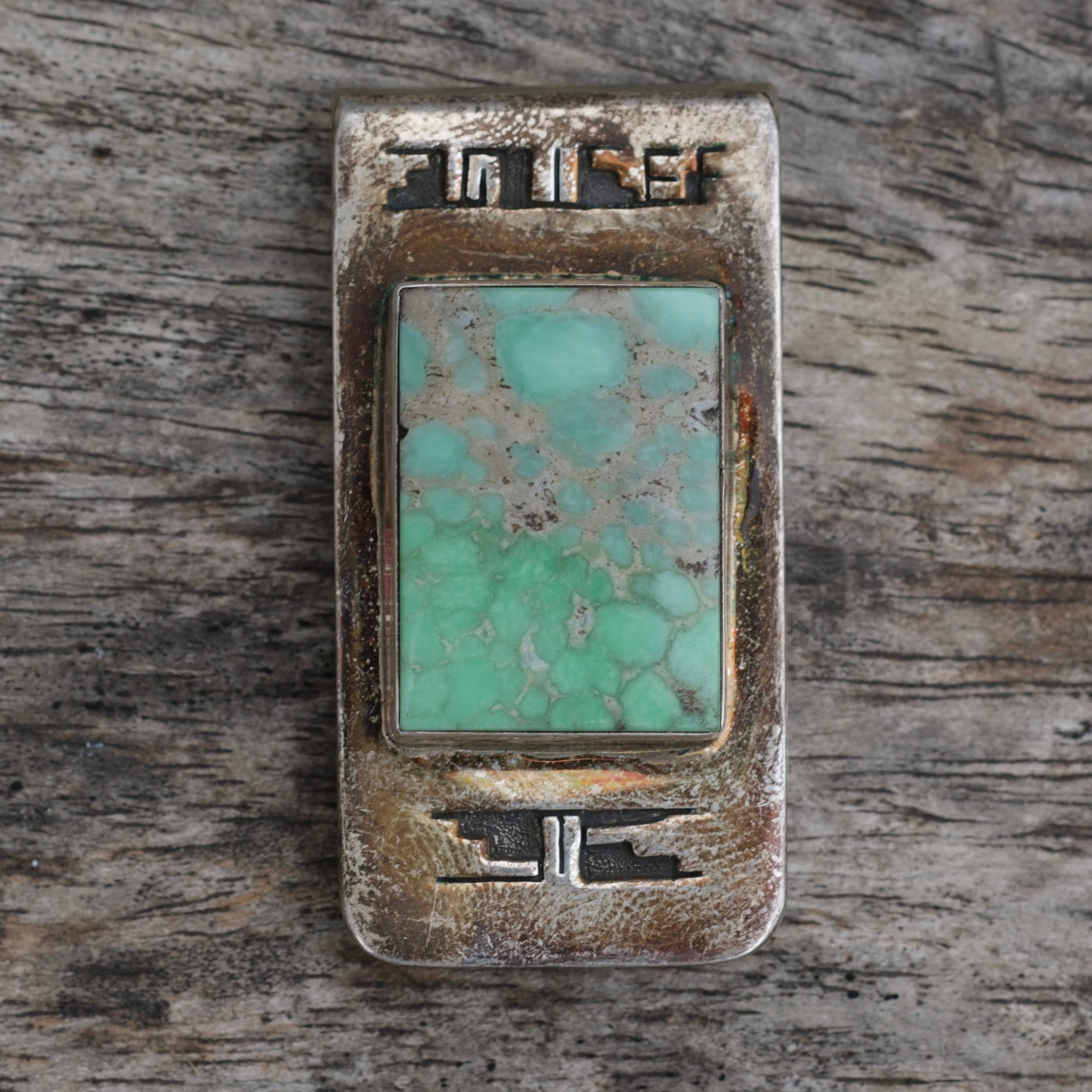 Vintage Sterling Silver Huge Turquoise Navajo Money Clip