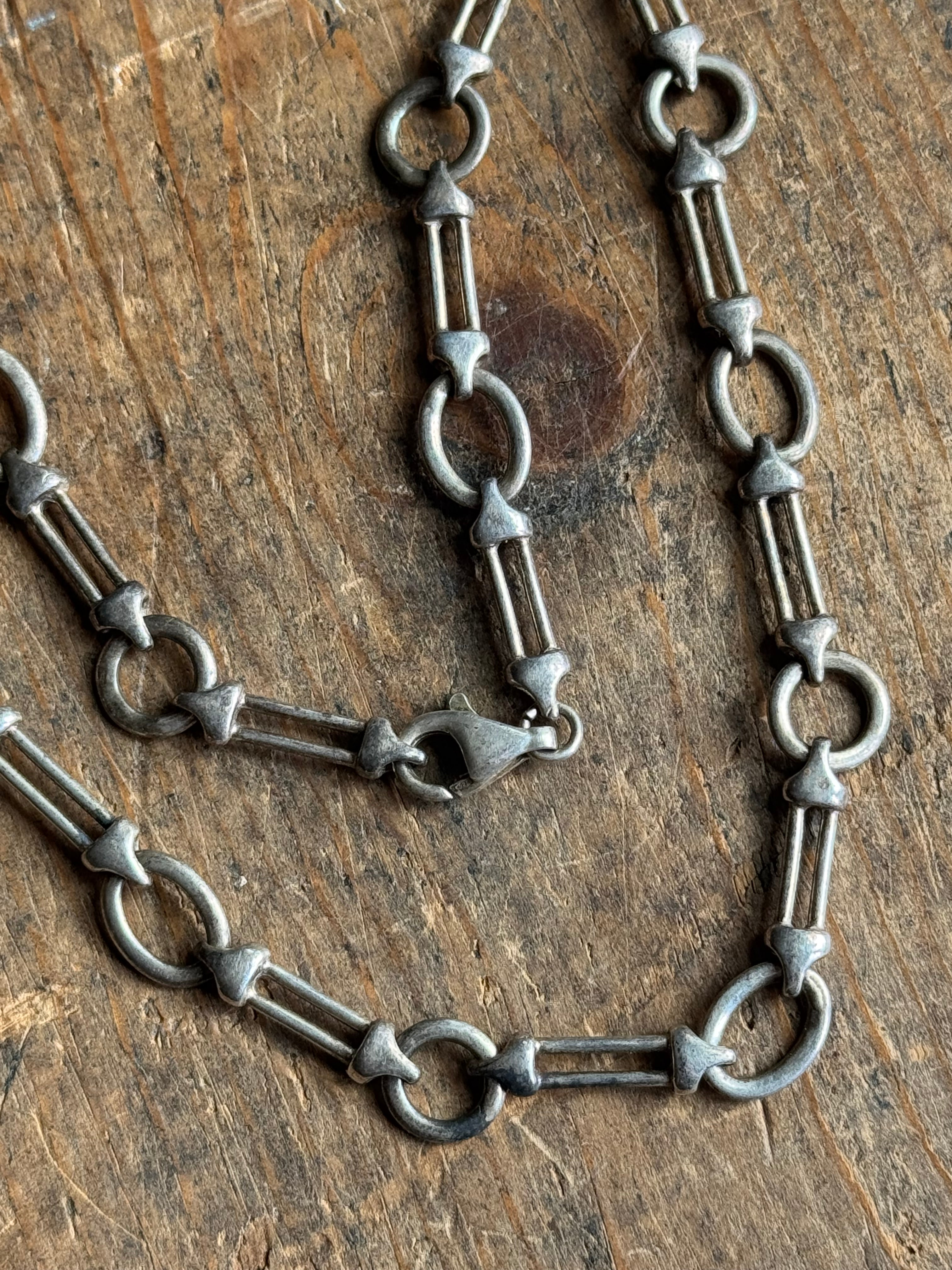 Vintage Sterling Silver 16” Modernist Geometric Chain