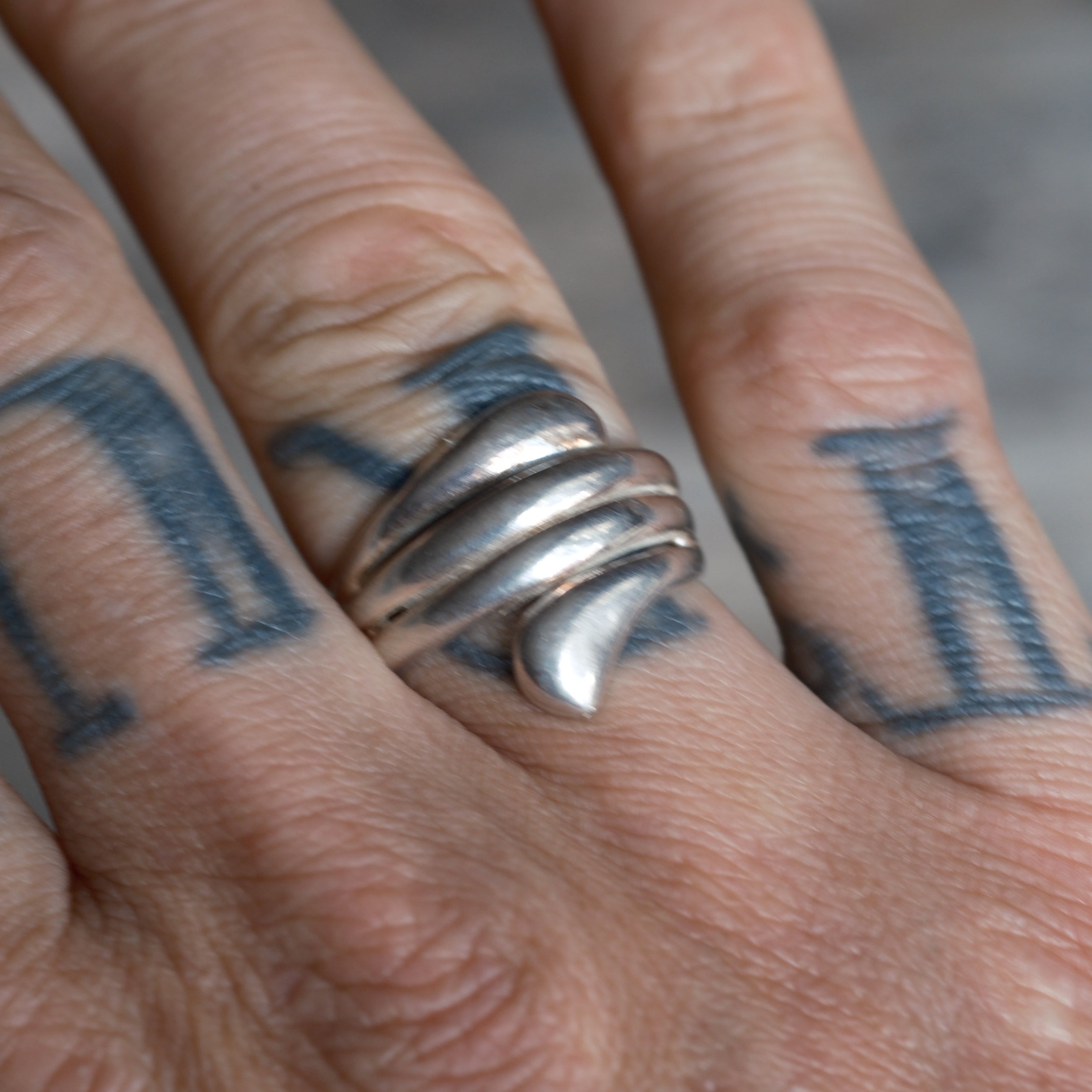 Vintage Sterling Silver Modernist Ring 8.25