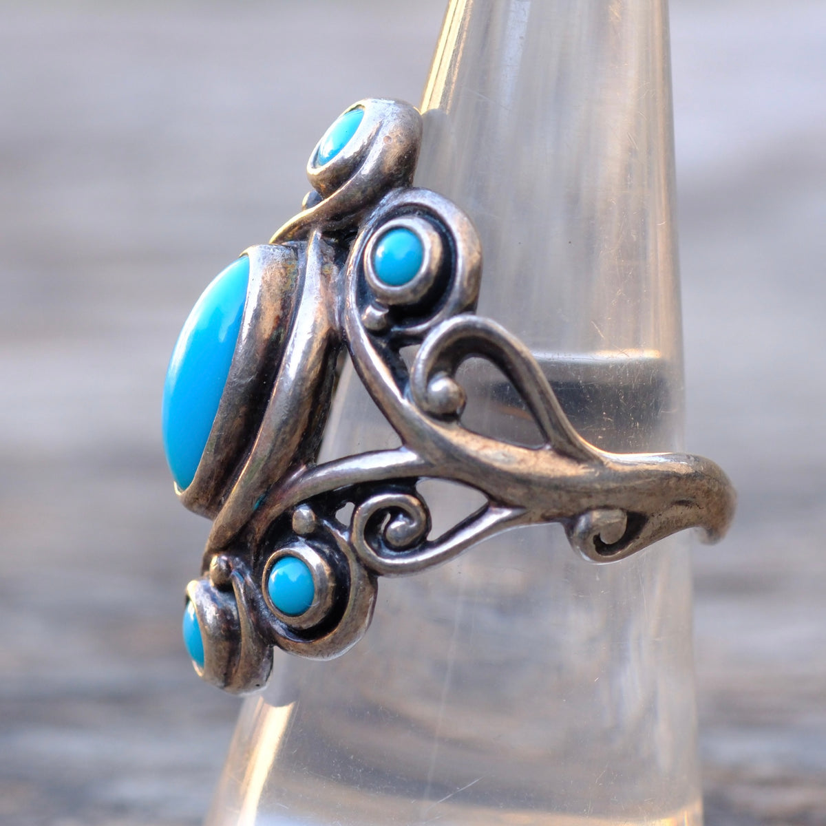 Vintage Sterling 7-Stone Turquoise Ring 8