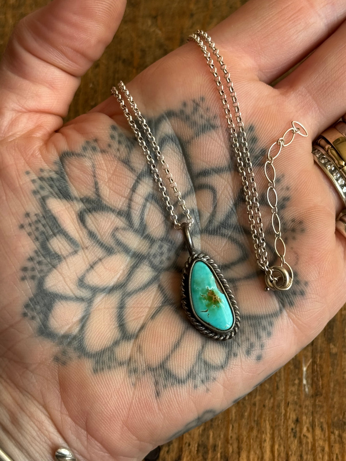 Vintage Sterling Silver Royston Turquoise Roper Necklace