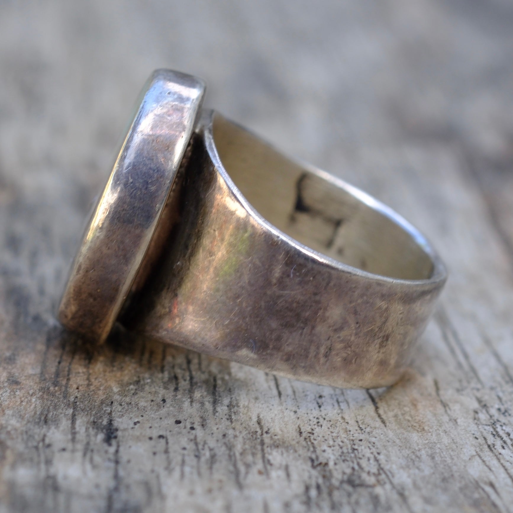 Vintage Sterling Turquoise Signet Ring 8