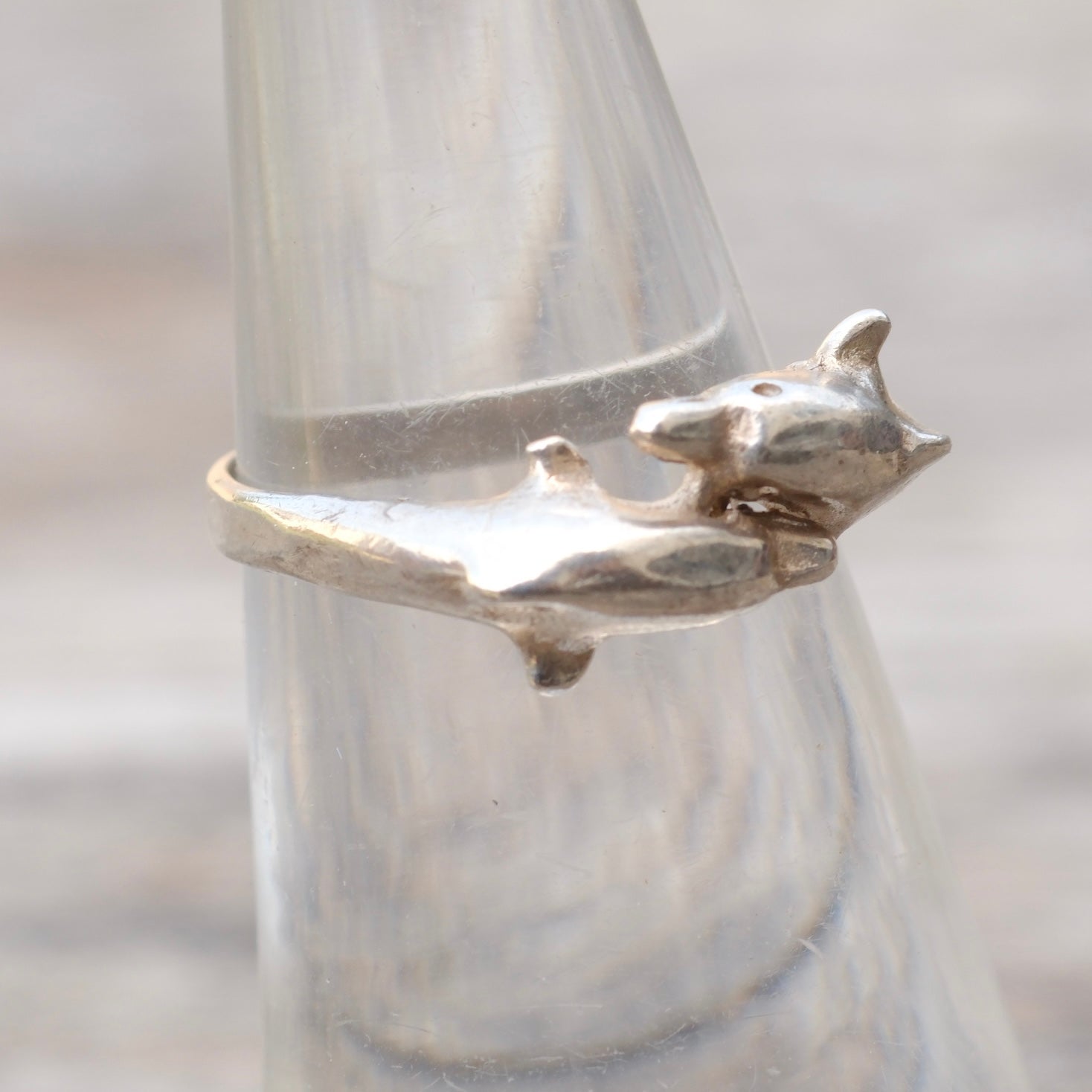 Vintage Sterling Dolphin Ring 5.75