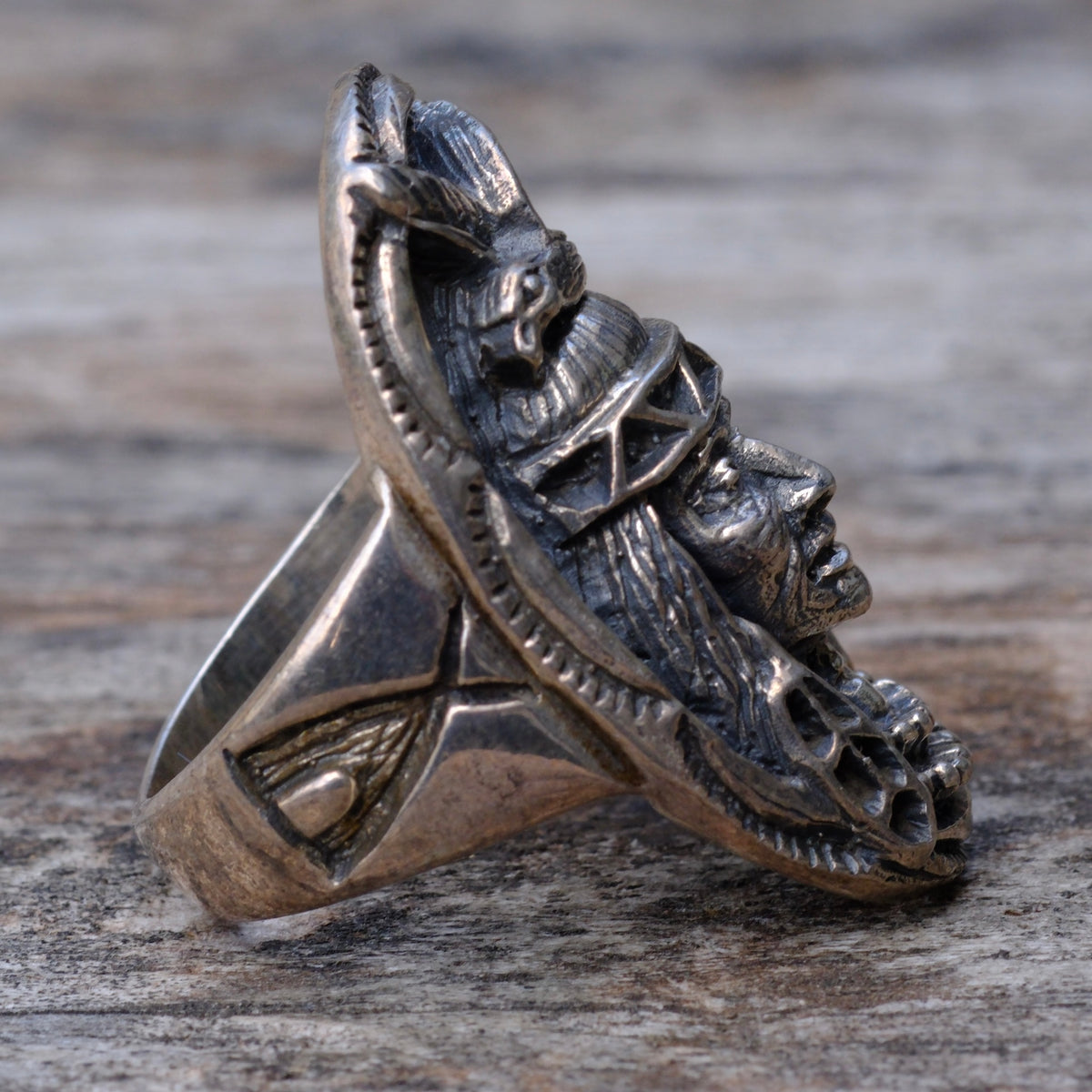 Vintage Sterling Big Chief Ring 8.25