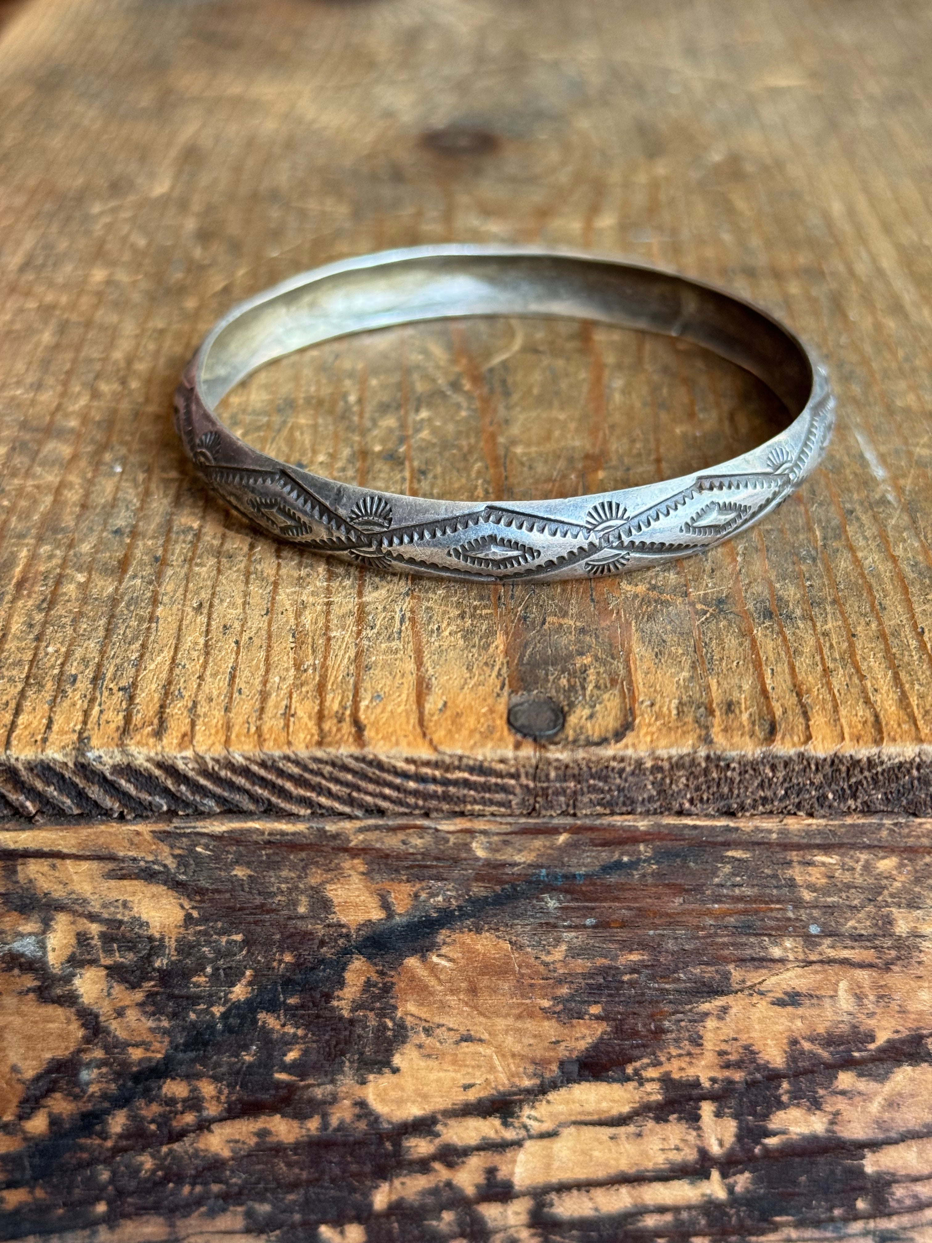 Vintage Sterling Silver Stamped Bangle