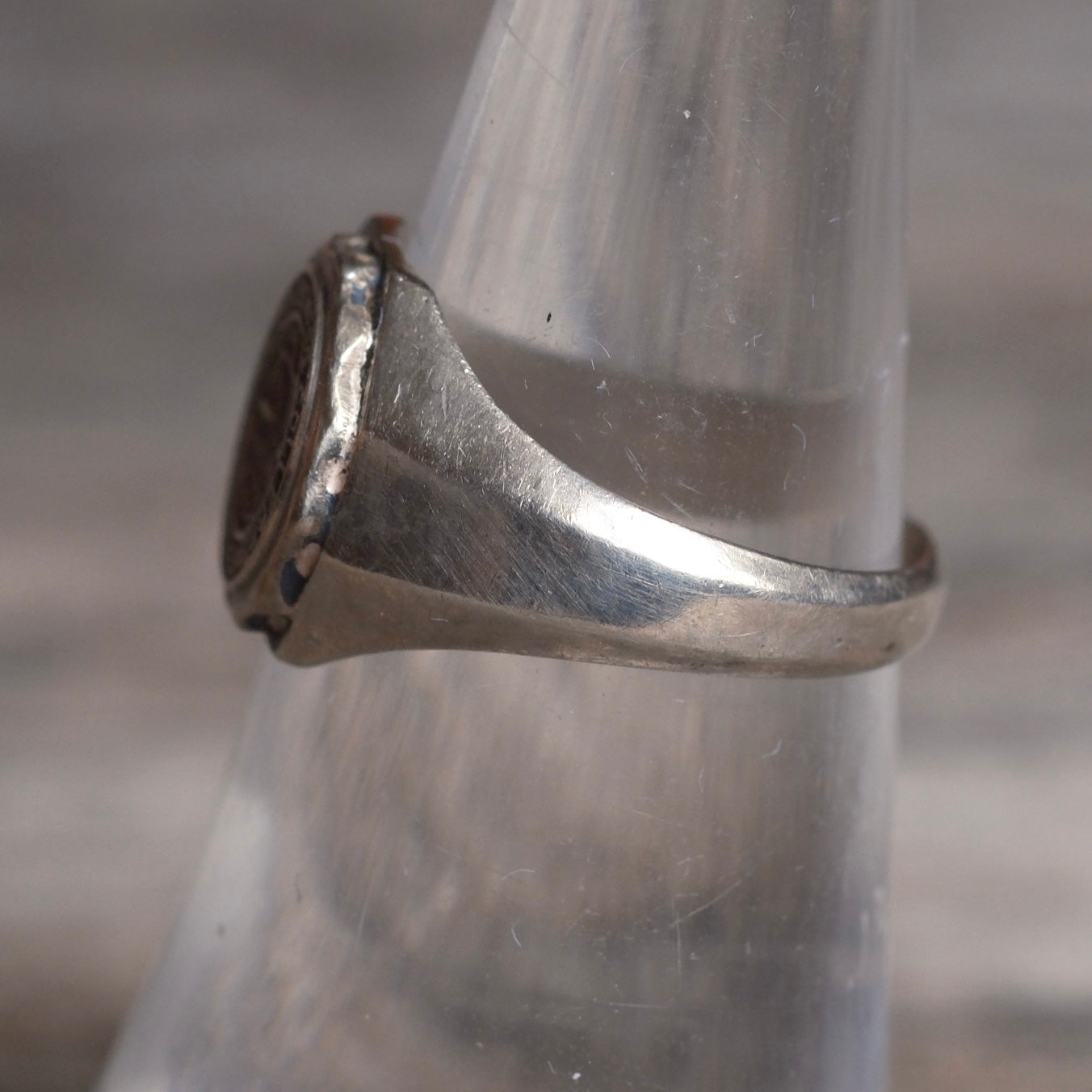 Vintage Sterling Collegiate Signet Ring 6.25