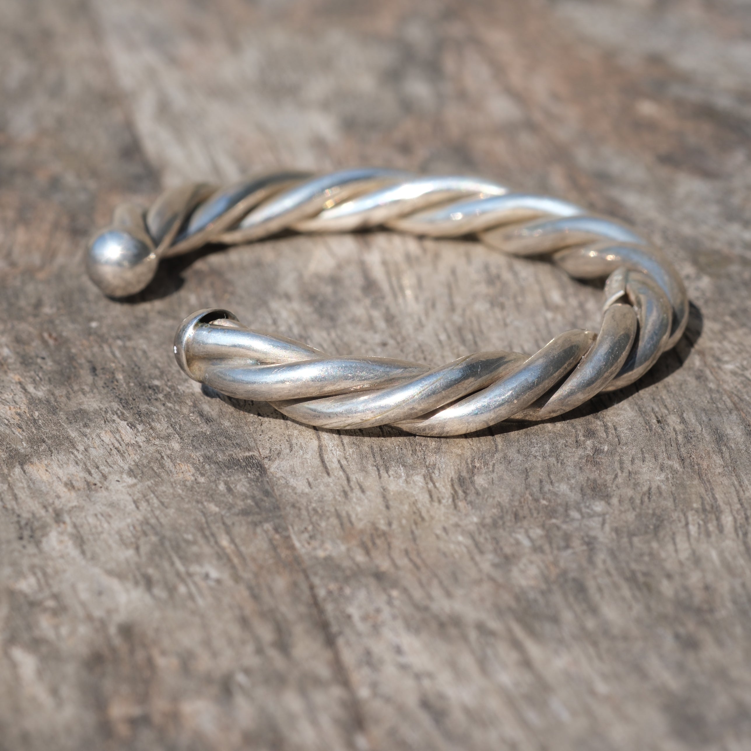 Vintage Sterling Silver Heavy Twisted Rope Cuff