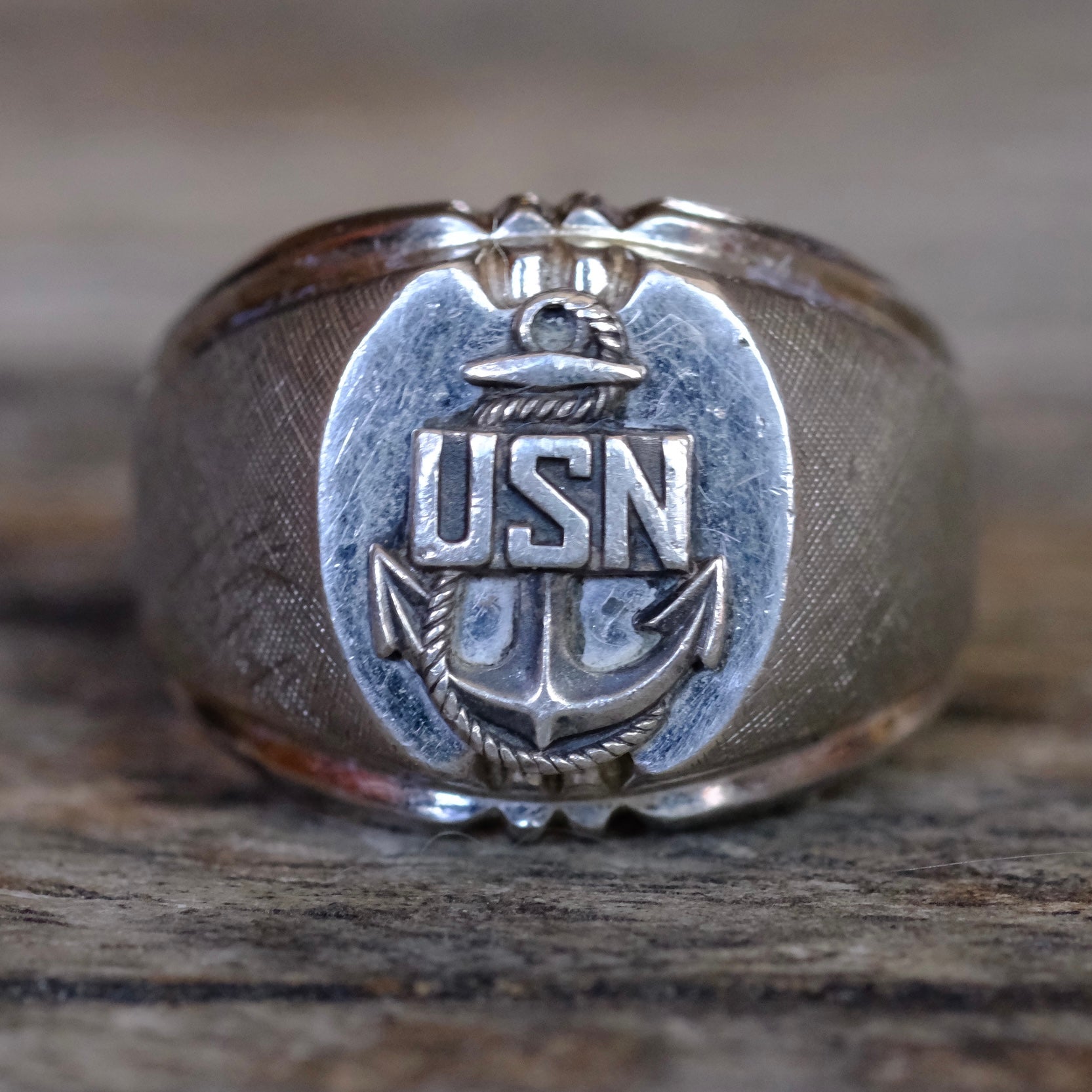 Vintage Sterling Silver USN Ring 6.5