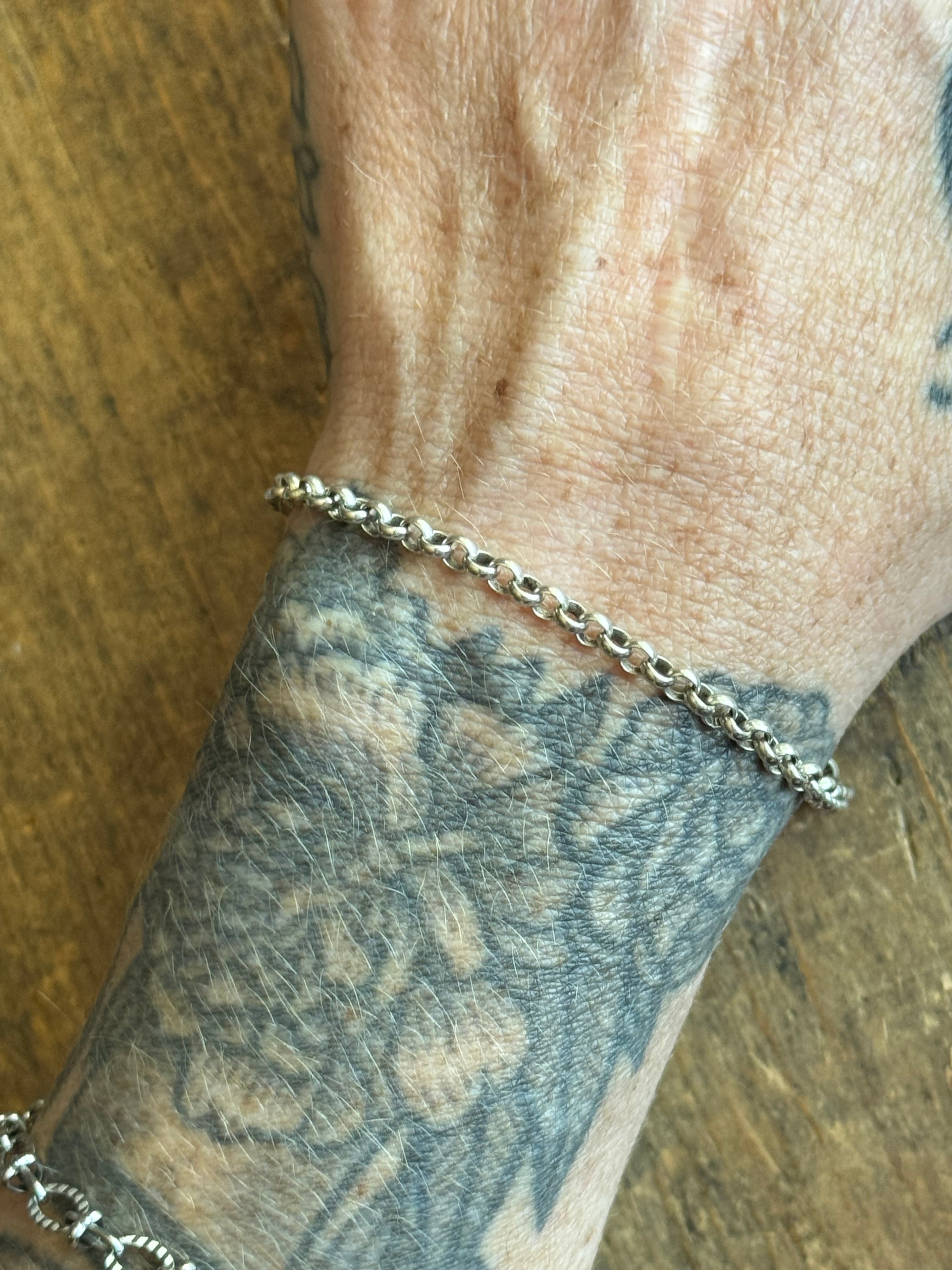 Vintage Sterling Silver Rolo Chain Bracelet 7.5"