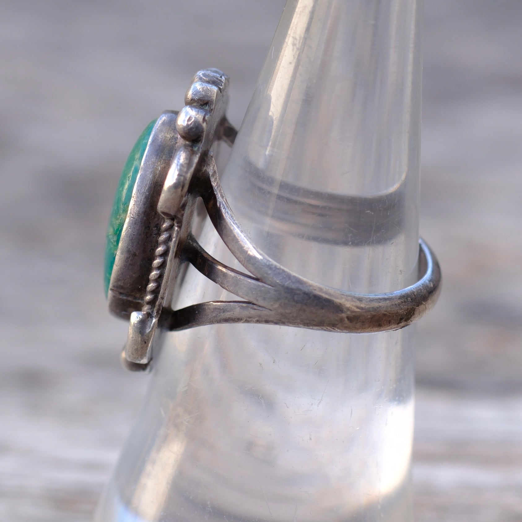 Vintage Sterling Turquoise Ring 6.75
