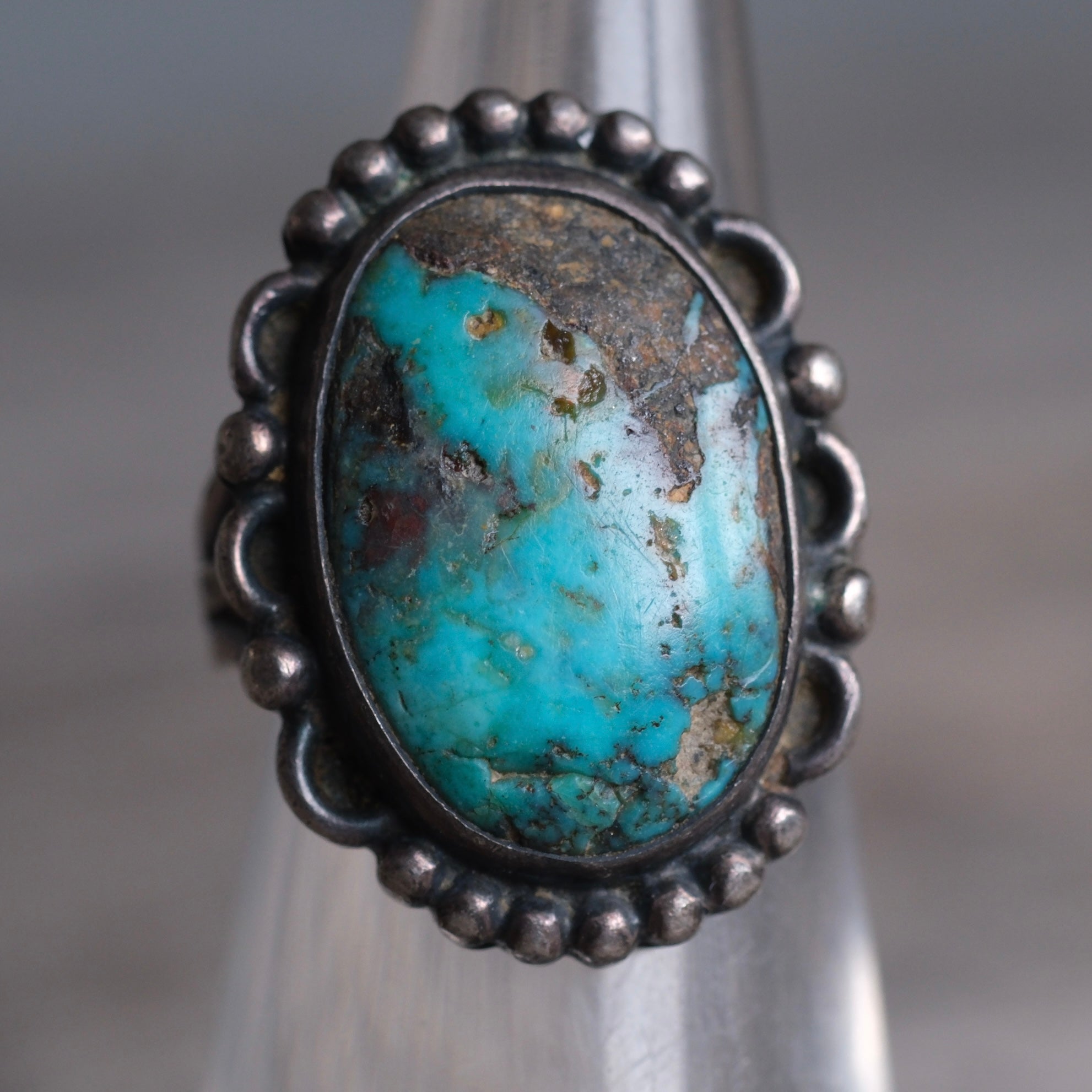 Vintage Sterling Turquoise Ring 4.75