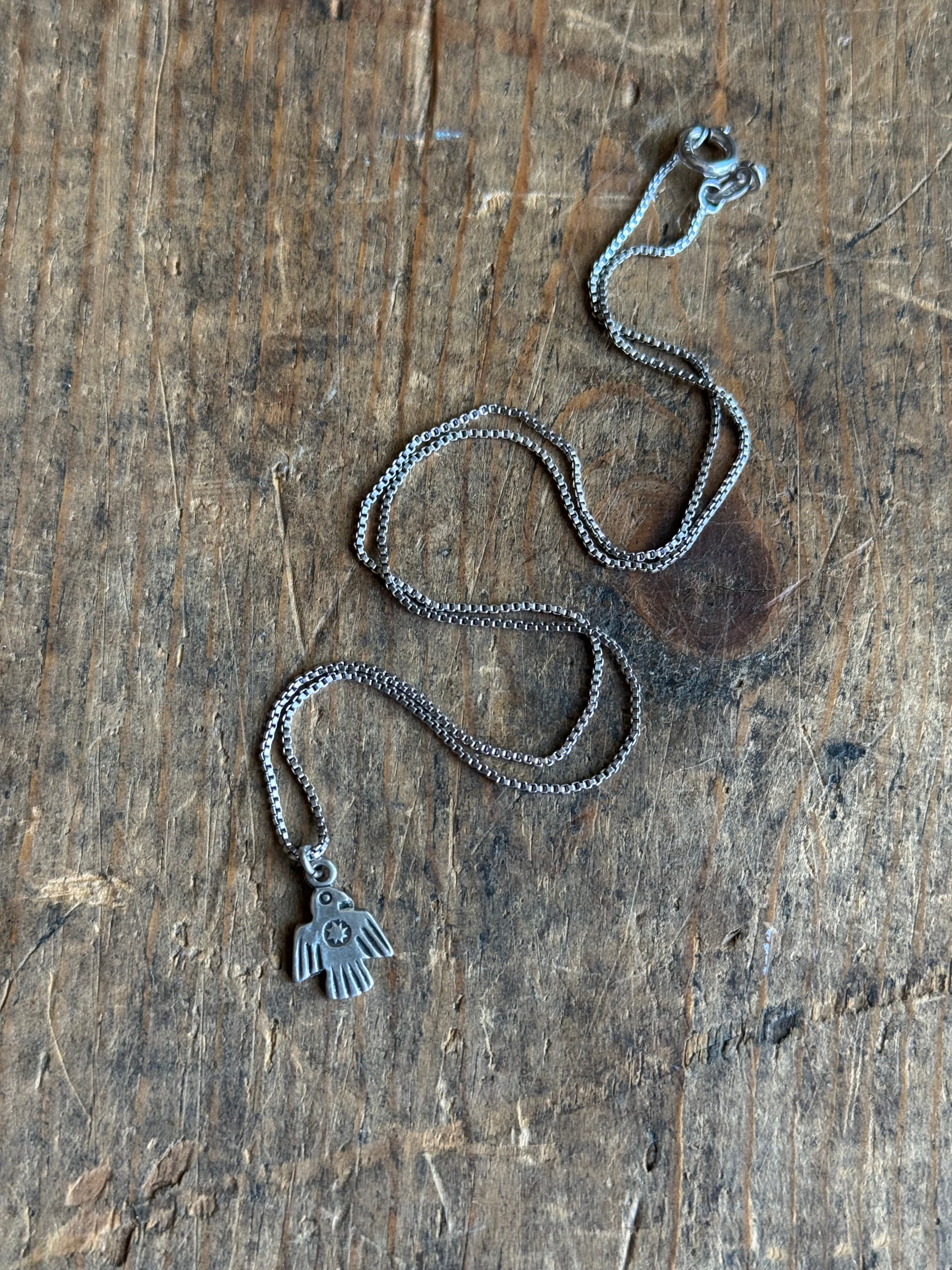 Vintage Sterling Silver Tiny Thunderbird Necklace