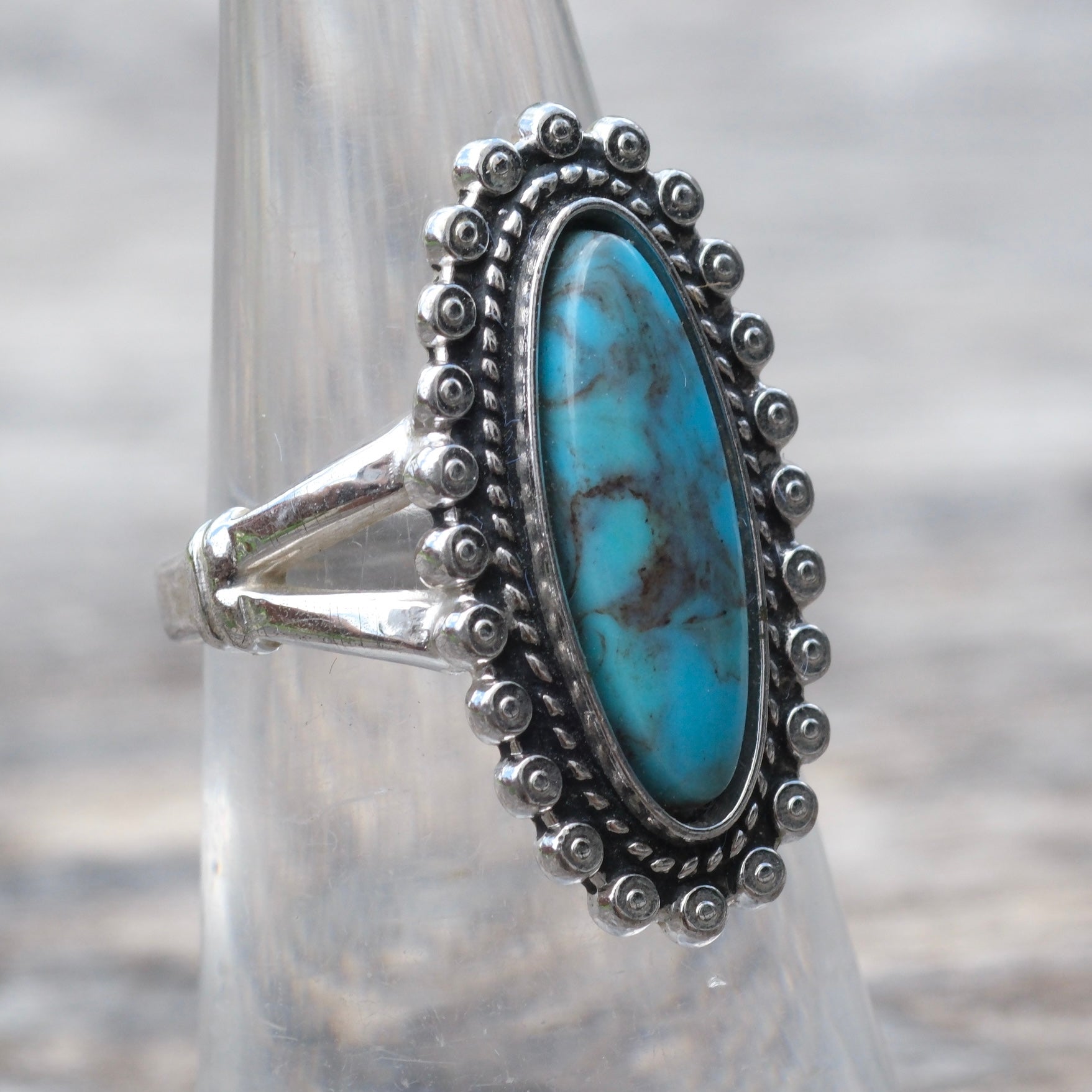 Vintage Sterling Turquoise Ring 5.75