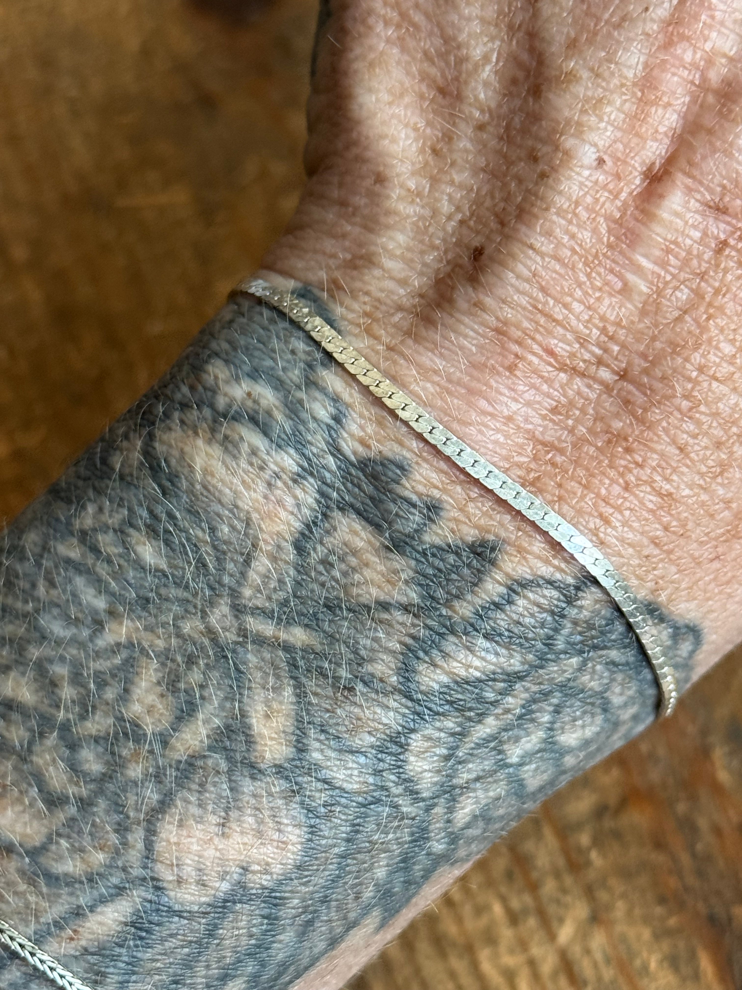 Vintage Sterling Silver 6.75” Herringbone Bracelet