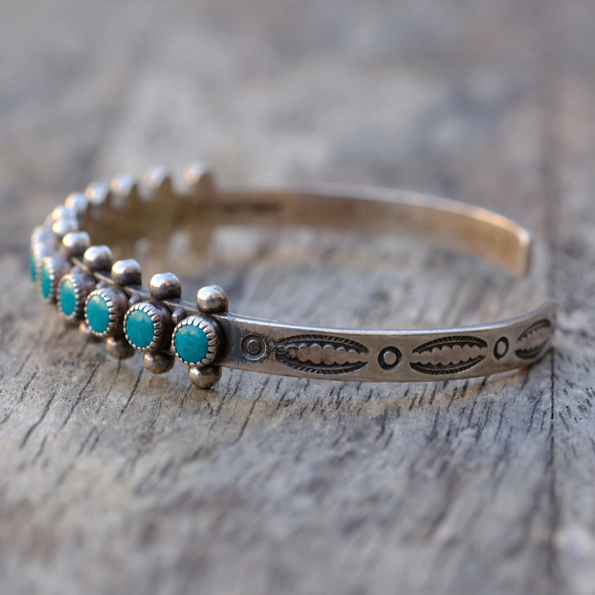 Vintage Sterling Snake Eye Turquoise Cuff Bracelet