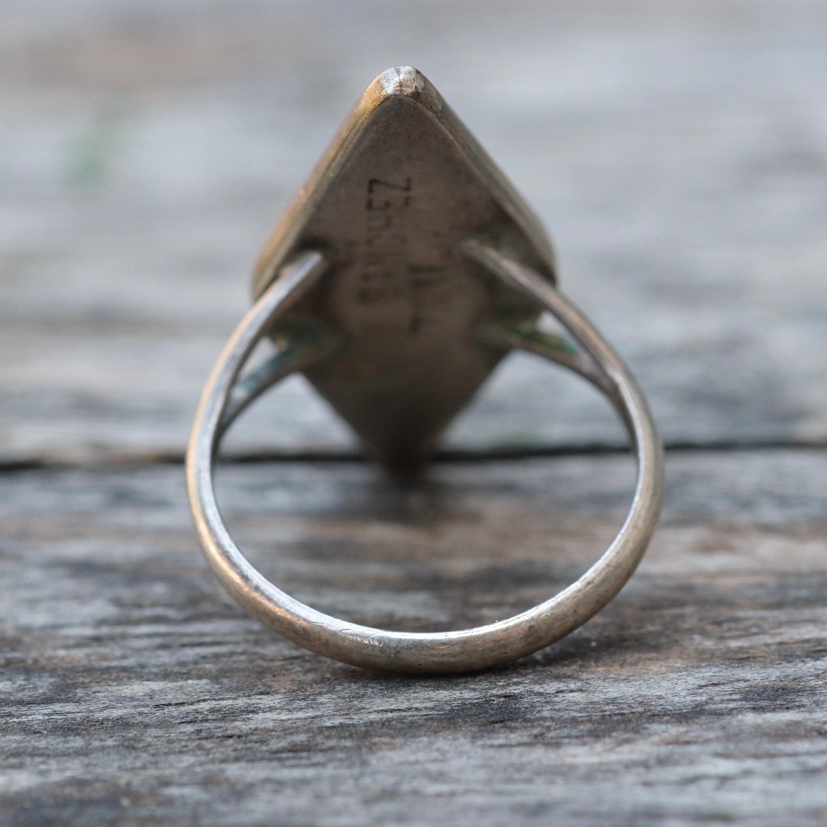 Vintage Sterling Zuni Inlay Flower Ring 8.25