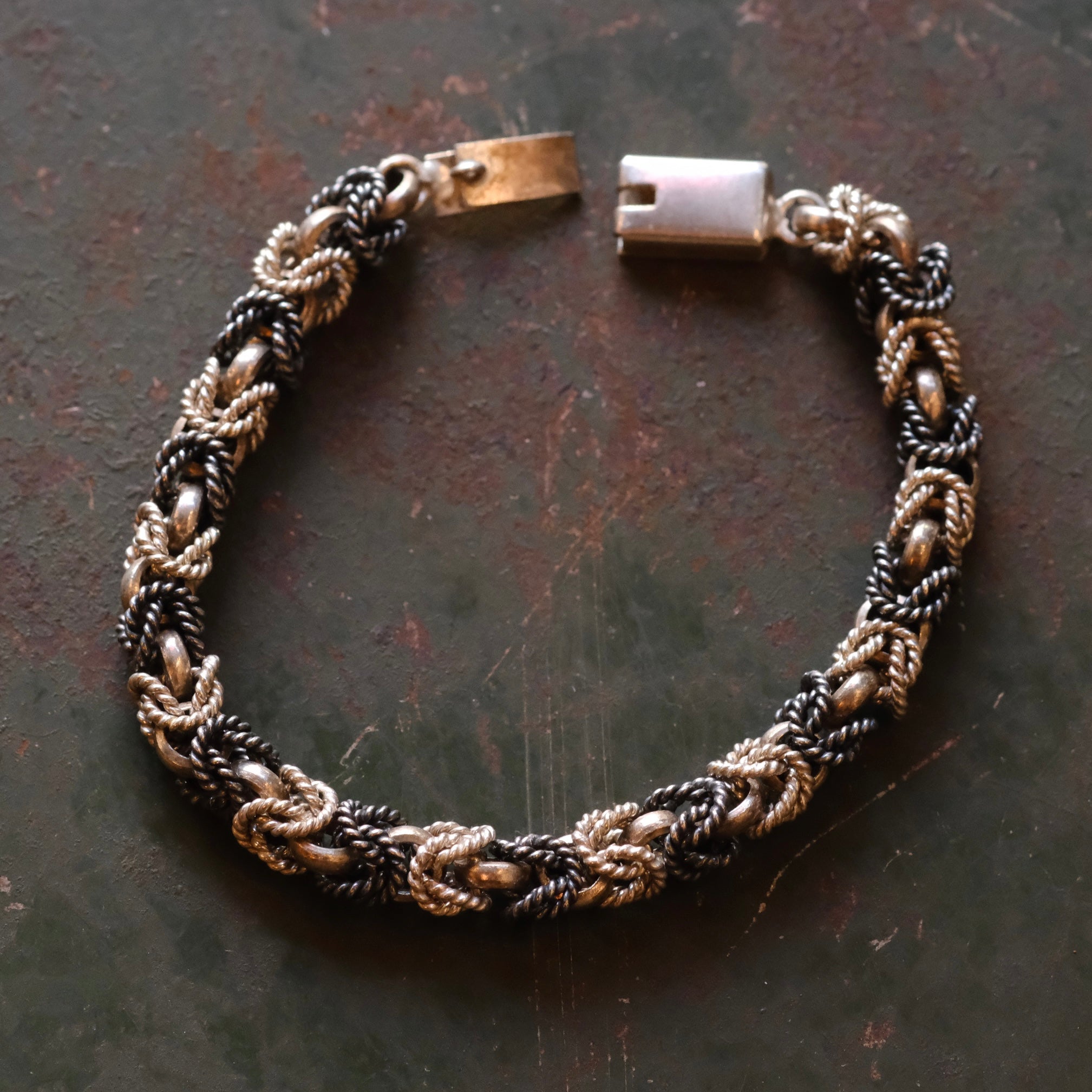 Vintage Sterling 2-Tone Woven Bracelet