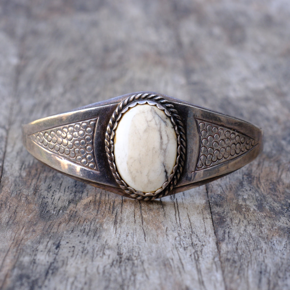 Vintage Sterling White Buffalo Cuff Bracelet