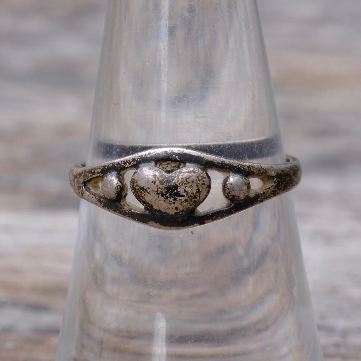 Vintage Sterling Silver Heart Ring 7.5