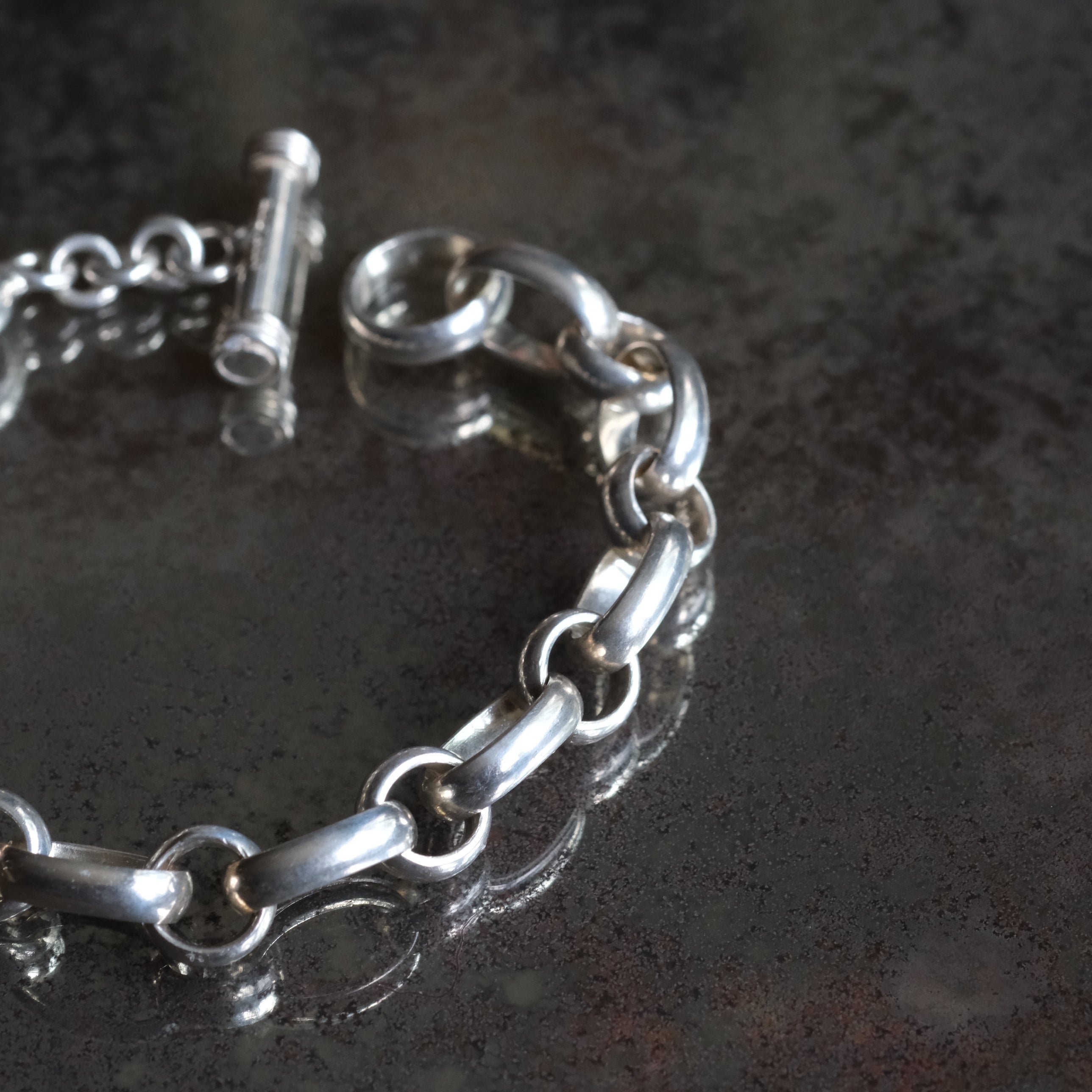 Vintage Sterling Silver Rolo Chain Bracelet 8"