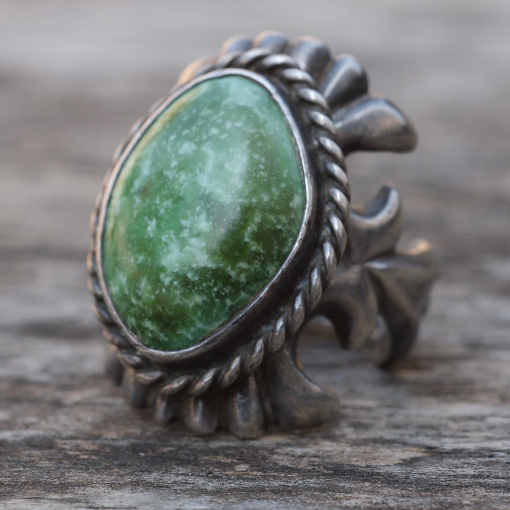 Vintage Sterling Turquoise Sandcast Ring 6