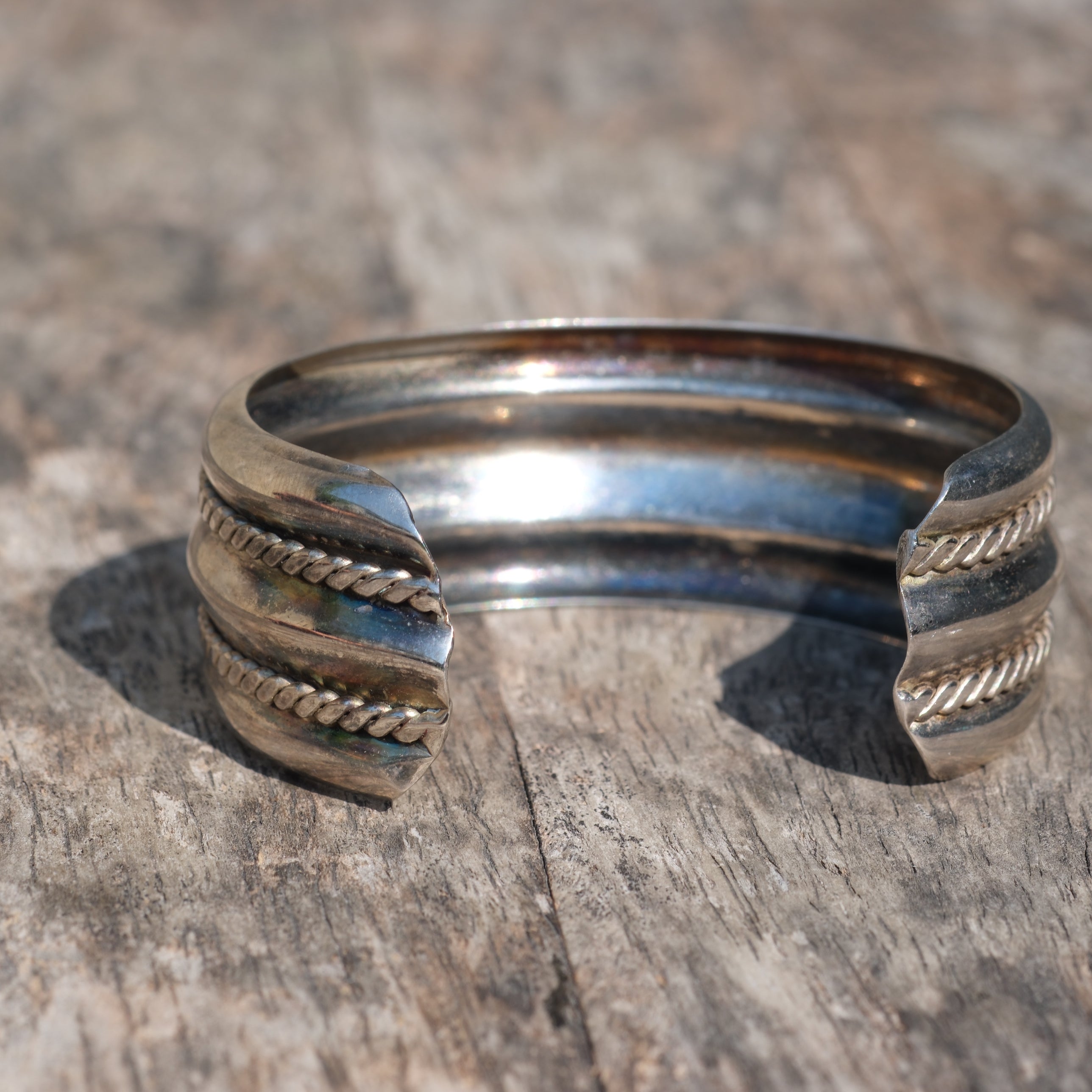 Vintage Sterling Silver Pressed Rope Cuff