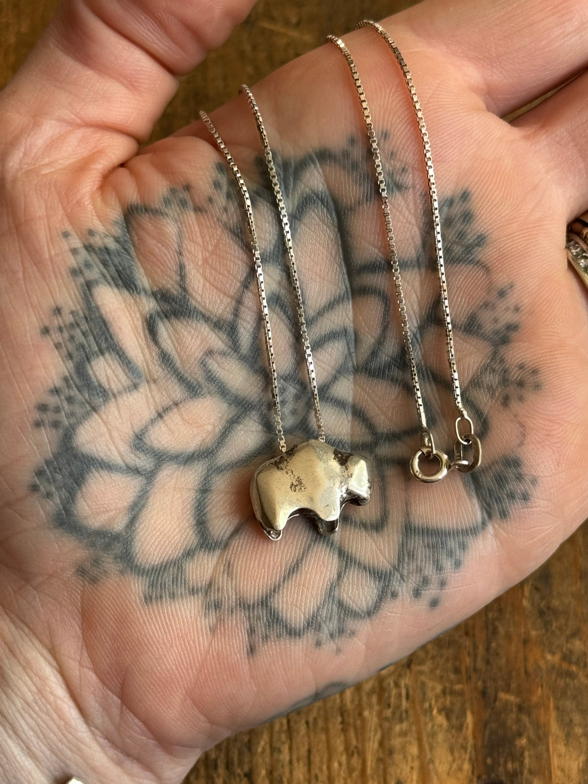 Vintage Sterling Silver Buffalo Necklace