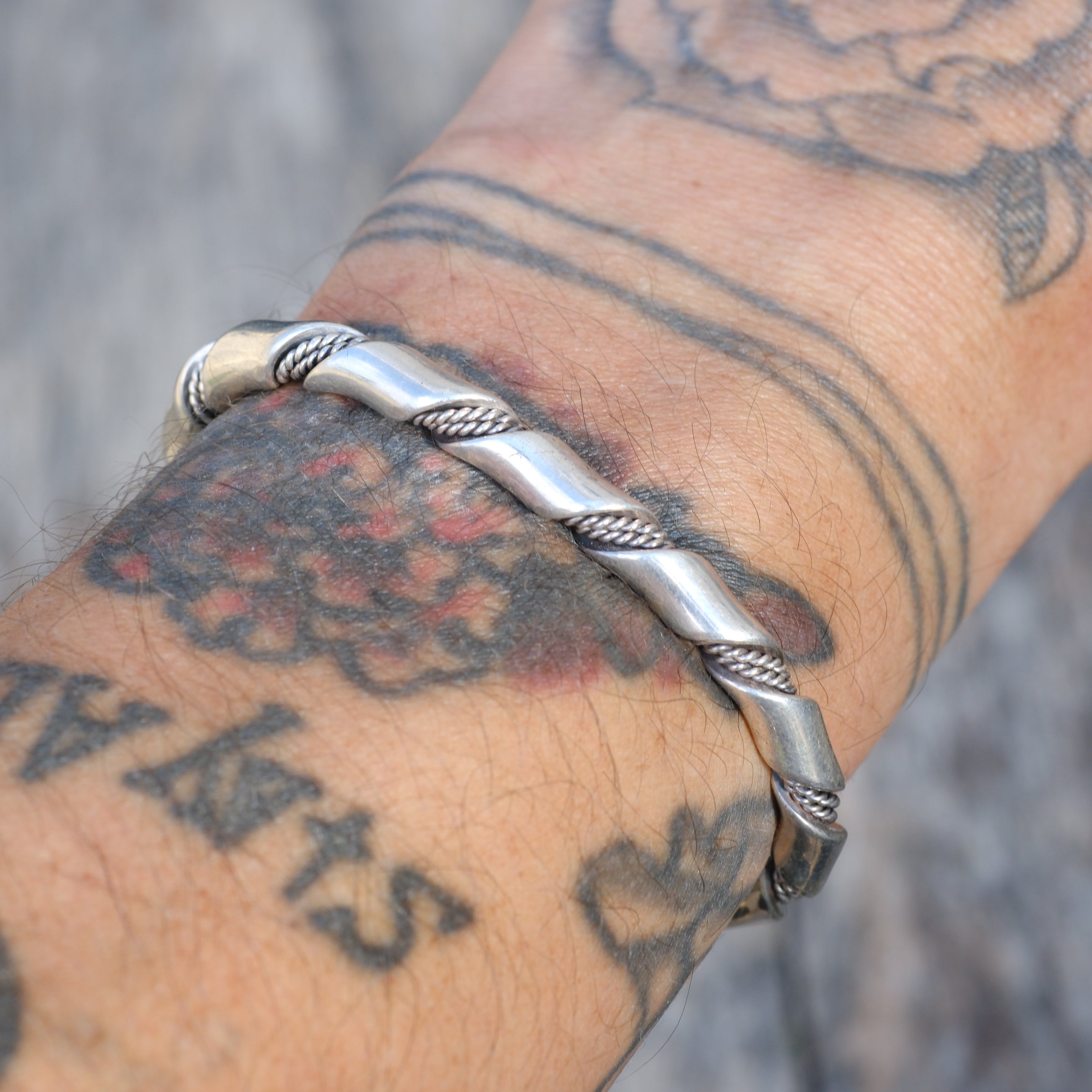 Vintage Sterling Silver Plated Twisted Cuff Bracelet