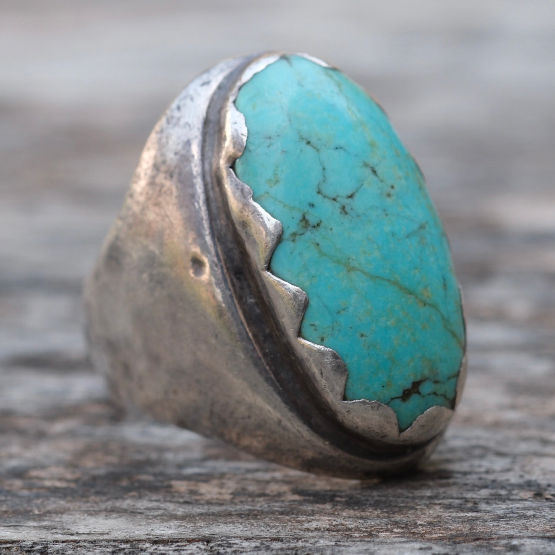 Vintage Sterling Turquoise Ring 10.25