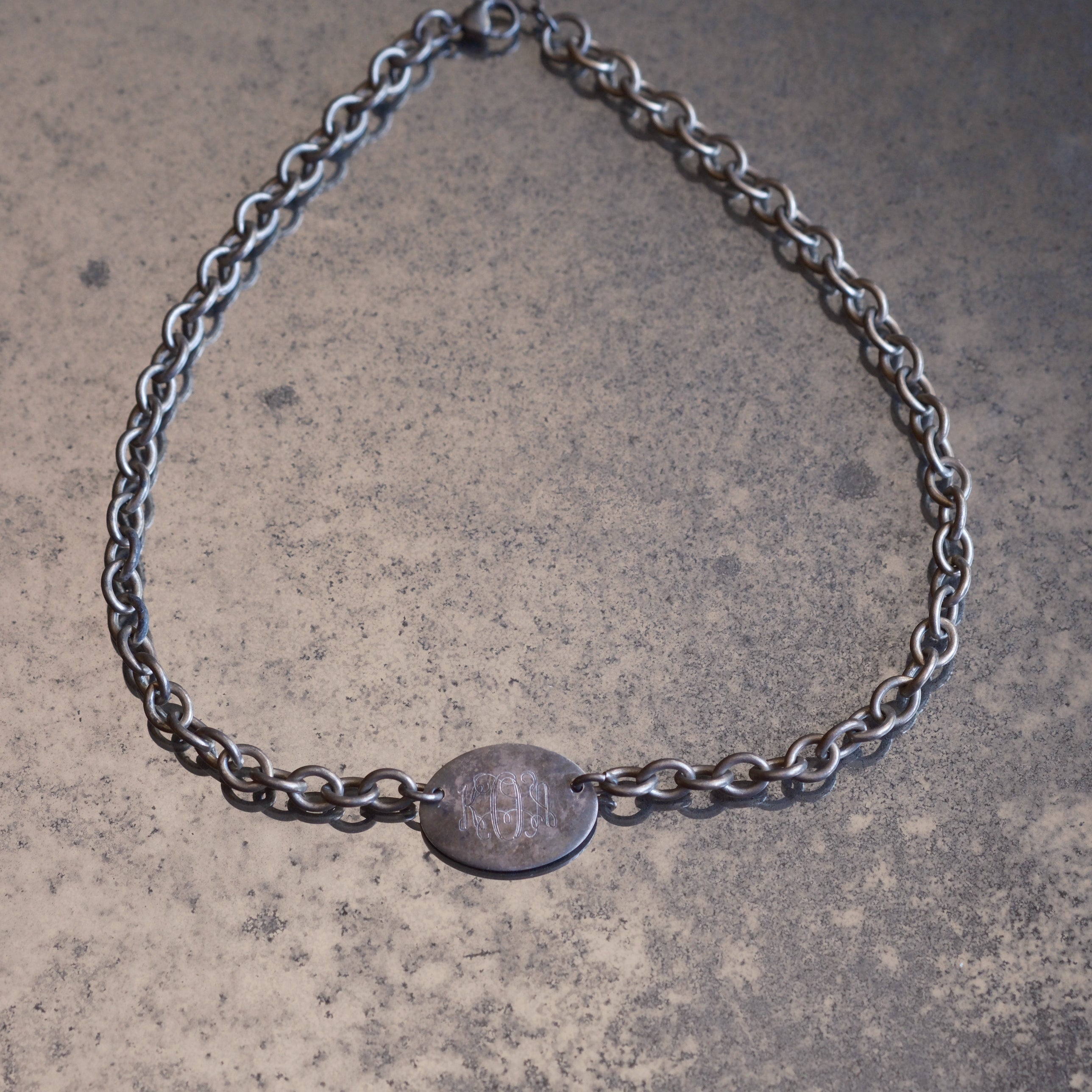 Vintage Sterling Silver Chain Engraved Necklace 16"