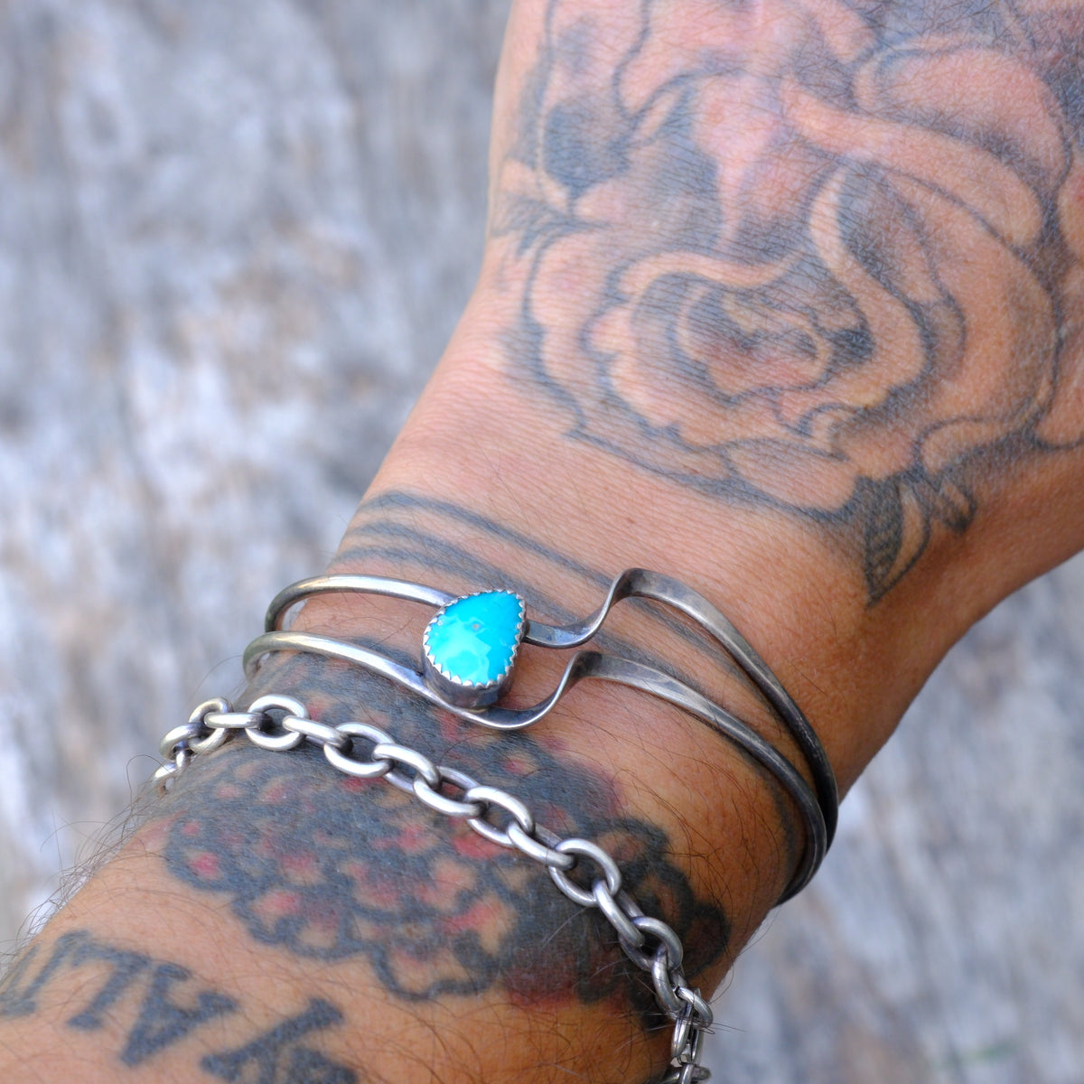 Vintage Sterling Turquoise Cuff Bracelet