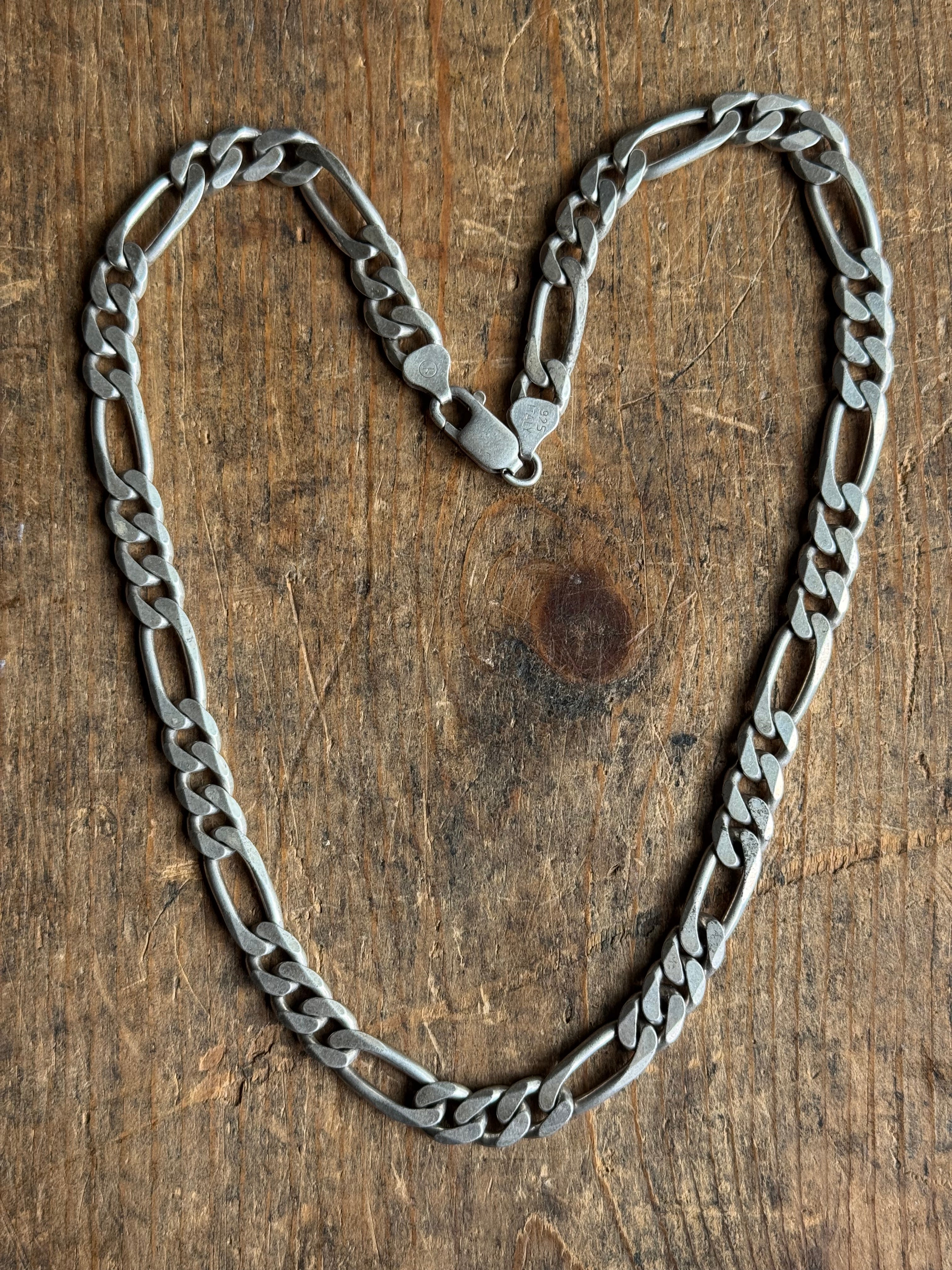 Vintage Sterling Silver 18” Chunky Figaro Chain